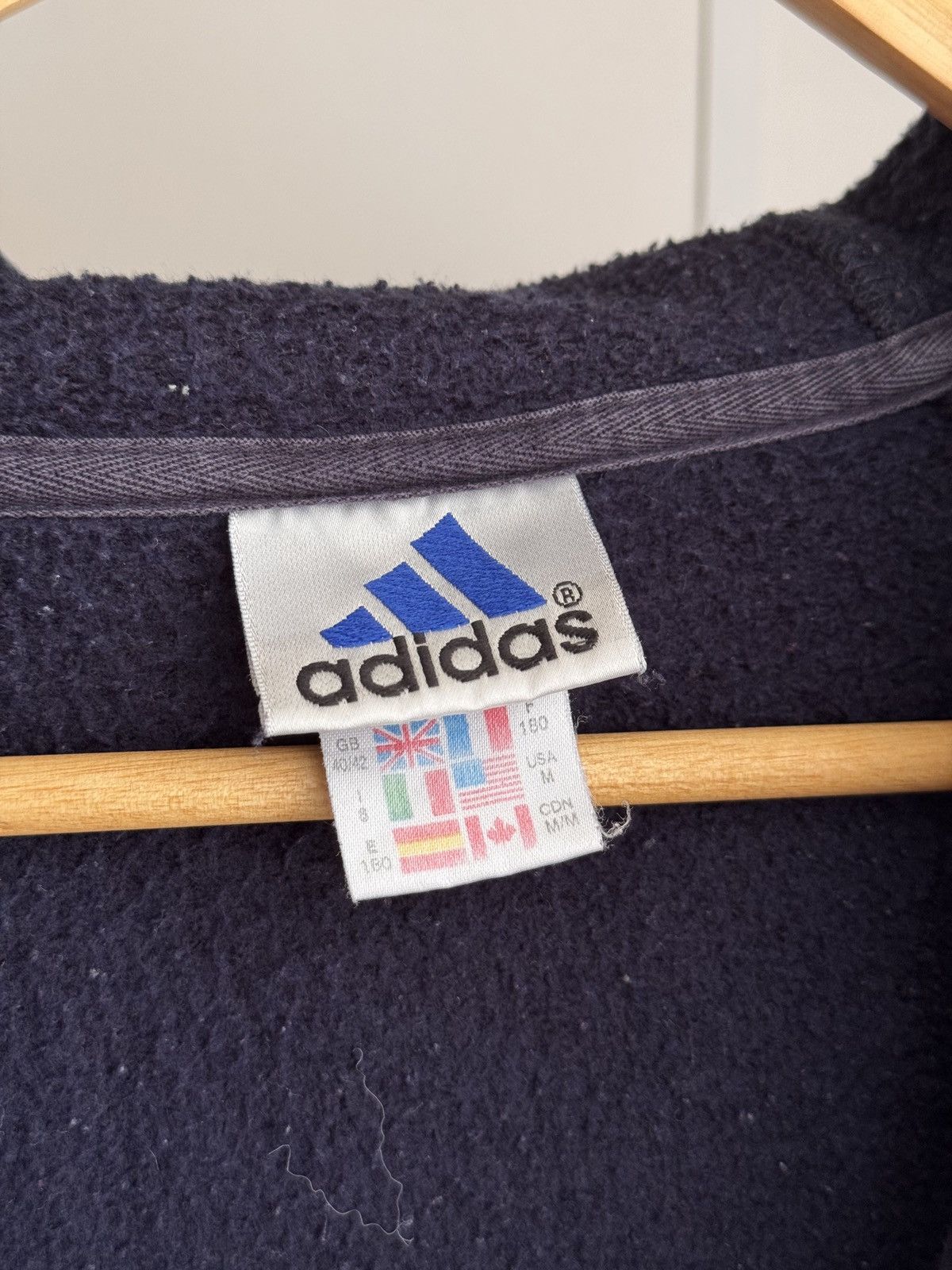 Adidas × Vintage Vintage Adidas Big Logo Navy Zip Hoodie Size US L / EU 52-54 / 3 - 10 Thumbnail