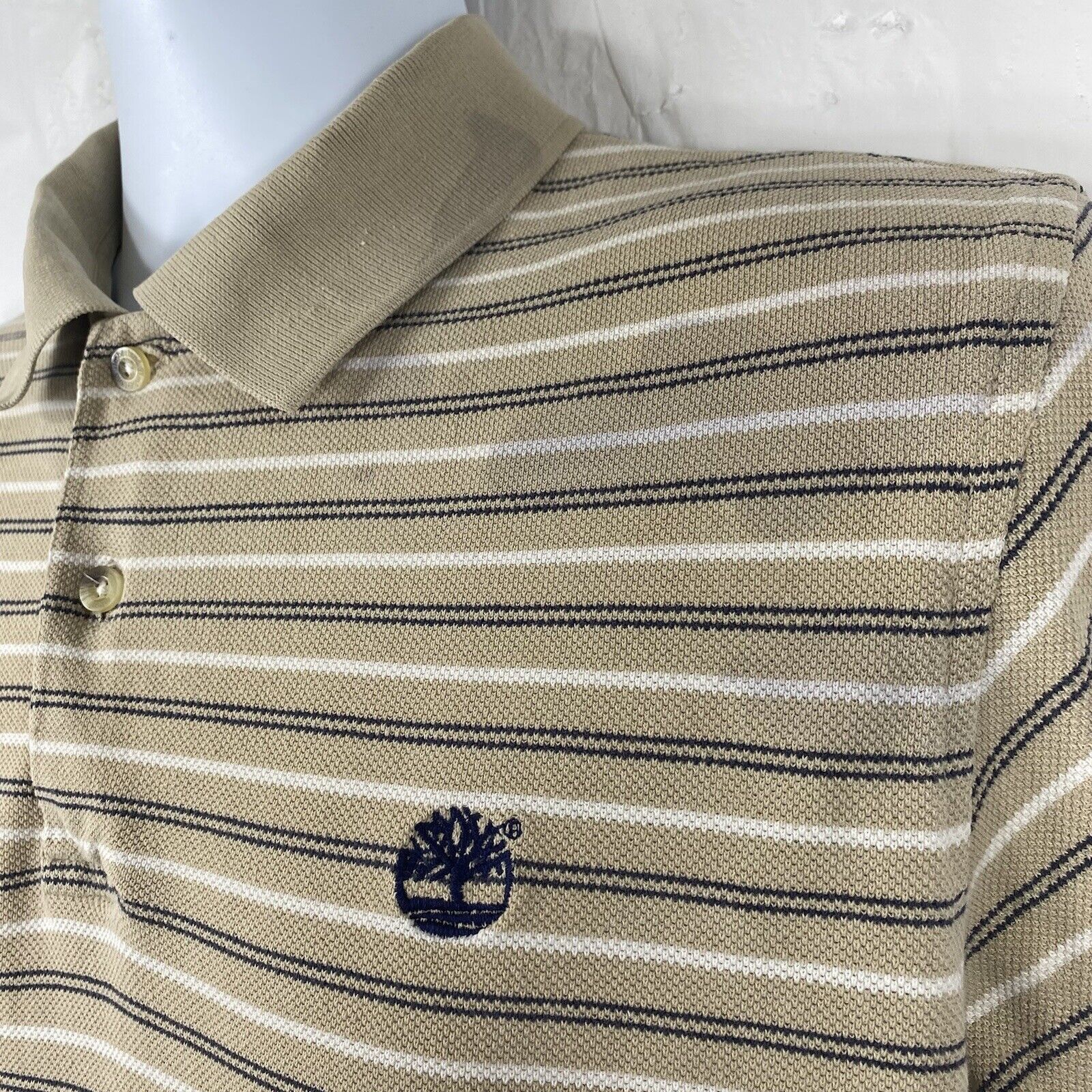 Timberland Timberland Small Beige Striped Short Sleeve Polo Shirt Size US M / EU 48-50 / 2 - 2 Thumbnail