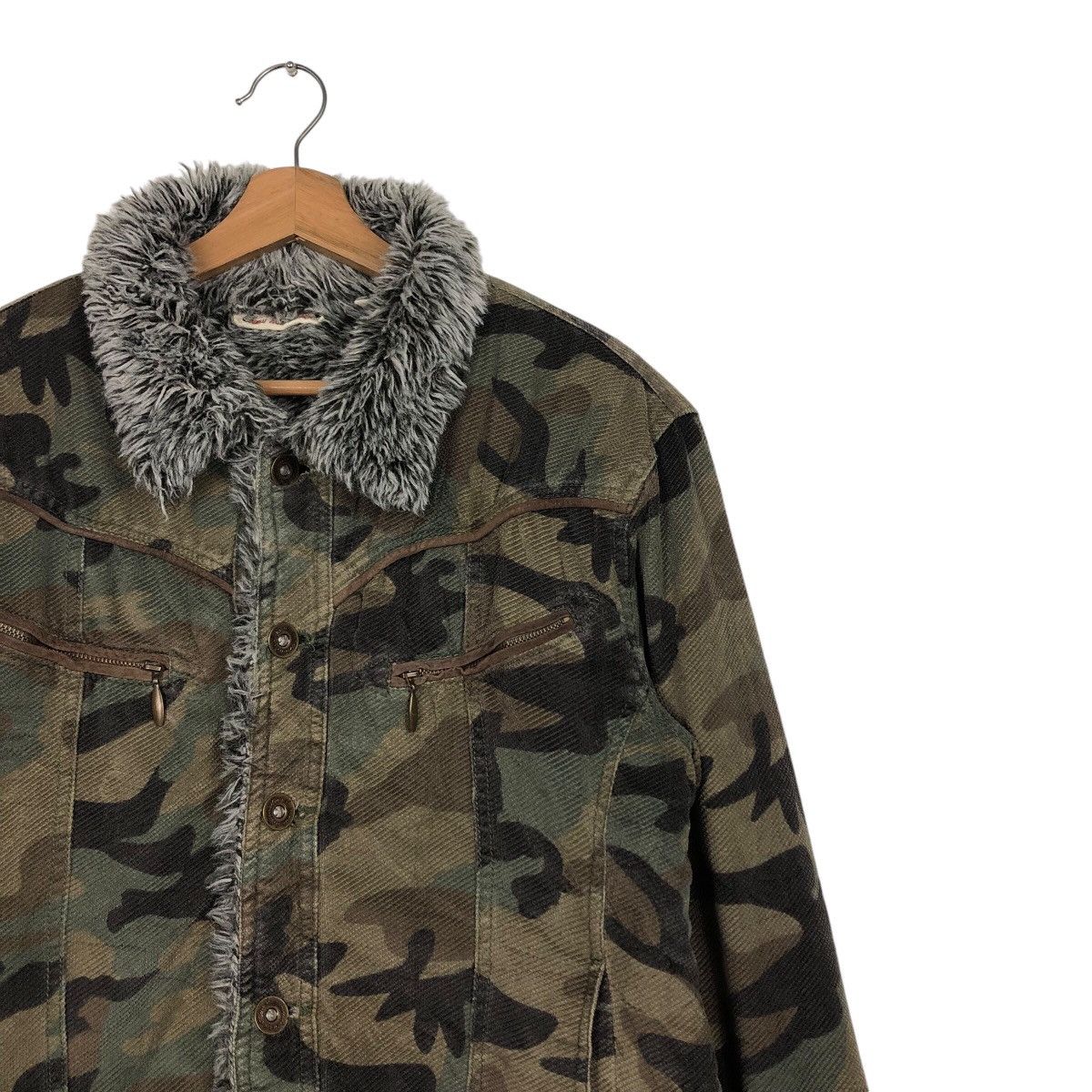 Japanese Brand 📌Vintage Biker Jacket Camouflage Mink Fur Fleece Blanket Size US L / EU 52-54 / 3 - 7 Thumbnail