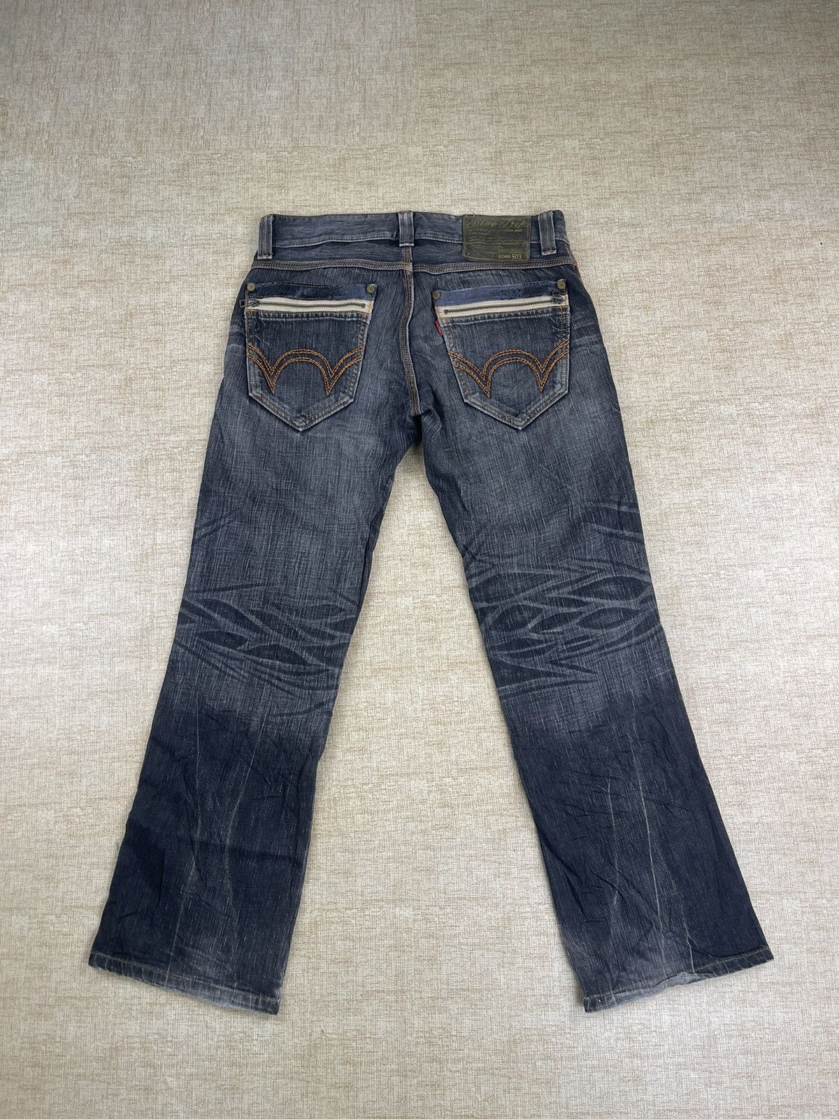 Edwin × If Six Was Nine × Vintage VINTAGE EDWIN 503 Flared Blue Trip Denim Pants Size US 32 / EU 48 - 2 Thumbnail