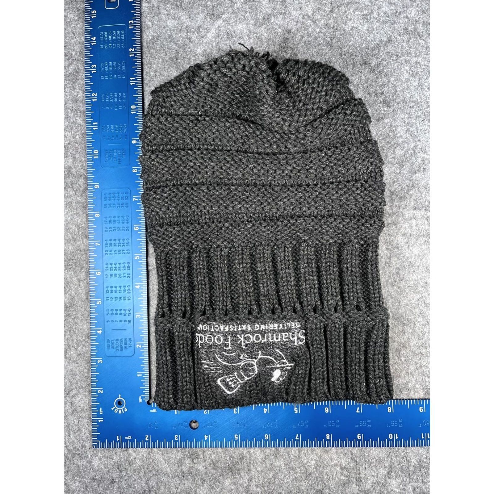 Vintage Simplicity Mens Beanie Hat Knit Gray One Size Shamrock Foods Logo Embroidered Winter Warm Cuffed Size ONE SIZE - 5 Thumbnail