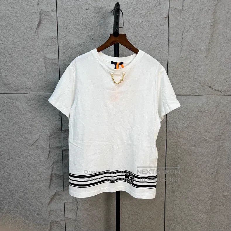 Louis Vuitton Neckline chain stripe white short sleeve