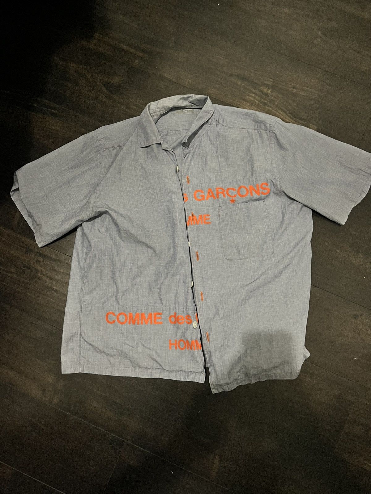image of Comme Des Garcons x Comme Des Garcons Homme Comme Des Garçons Split Button Up Fw2001 in Blue (Size 