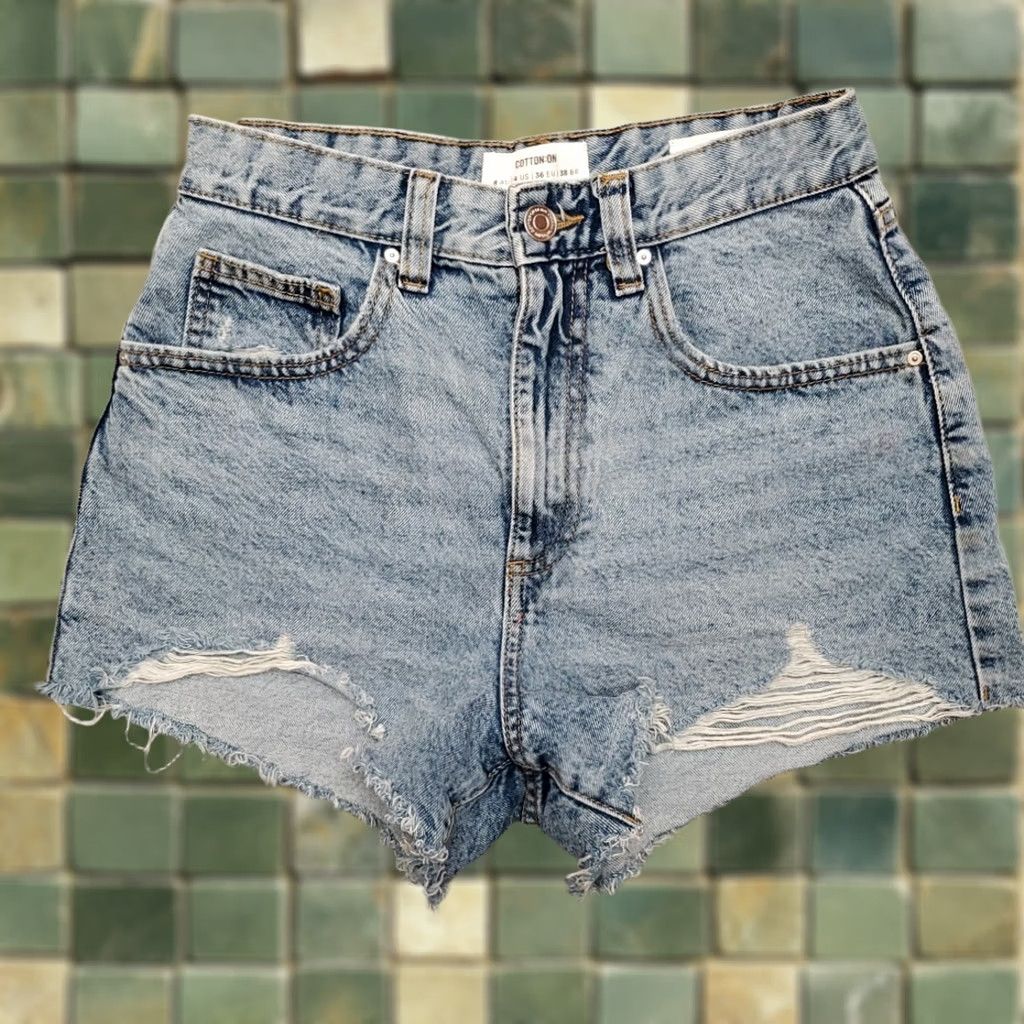 Cotton On Cotton On Jorts Womens 4 Blue Denim Booty Biker Daisy Duke Y2K Micro Cutoff Shirt Womens Size 4 Denim Color Blue 2000s Biker Grunge Size US 4 / IT 34 - 1 Thumbnail