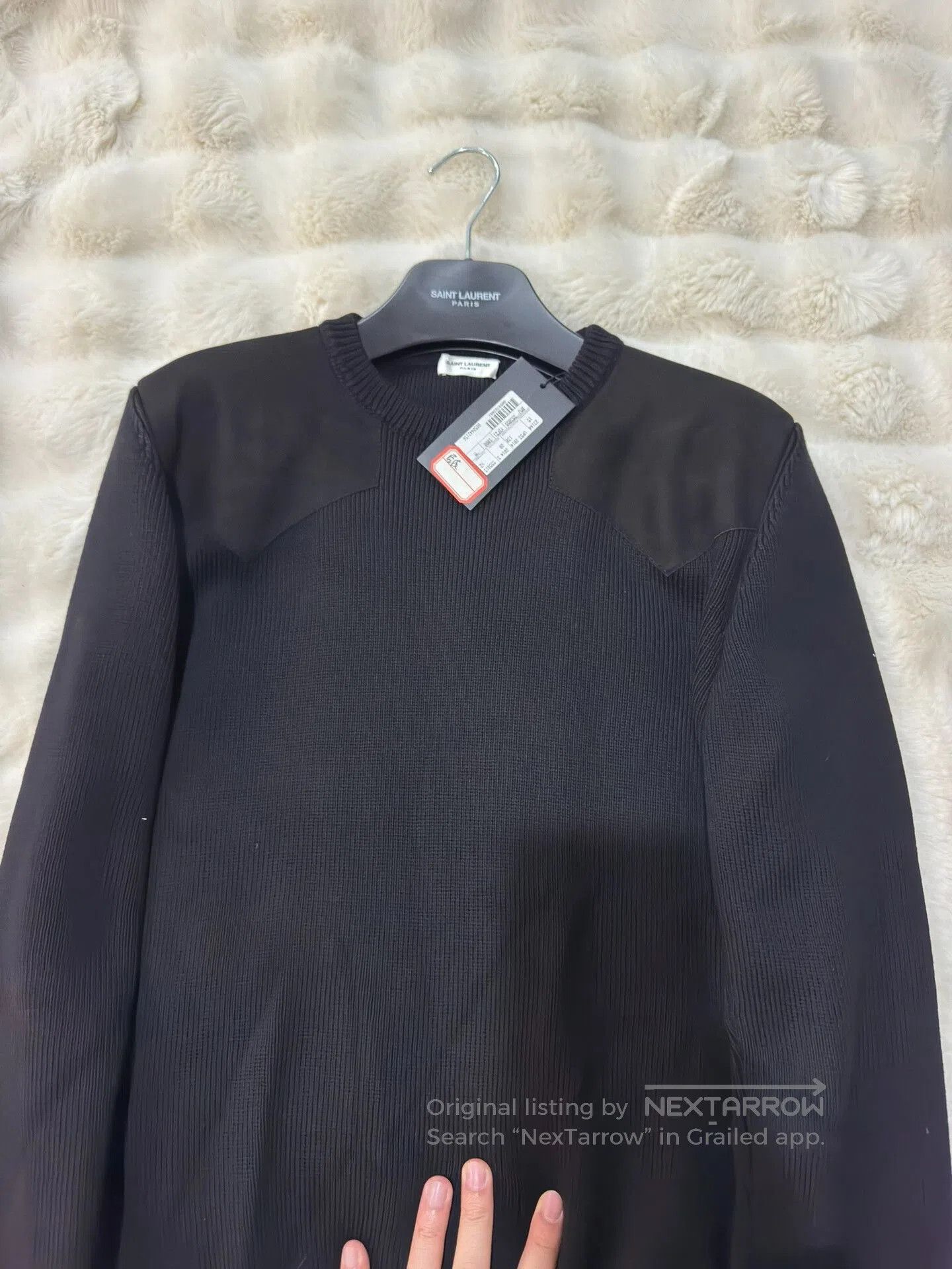 Saint Laurent Paris Saint Laurent Men's Wool Leather Sweater. Size US M / EU 48-50 / 2 - 3 Thumbnail