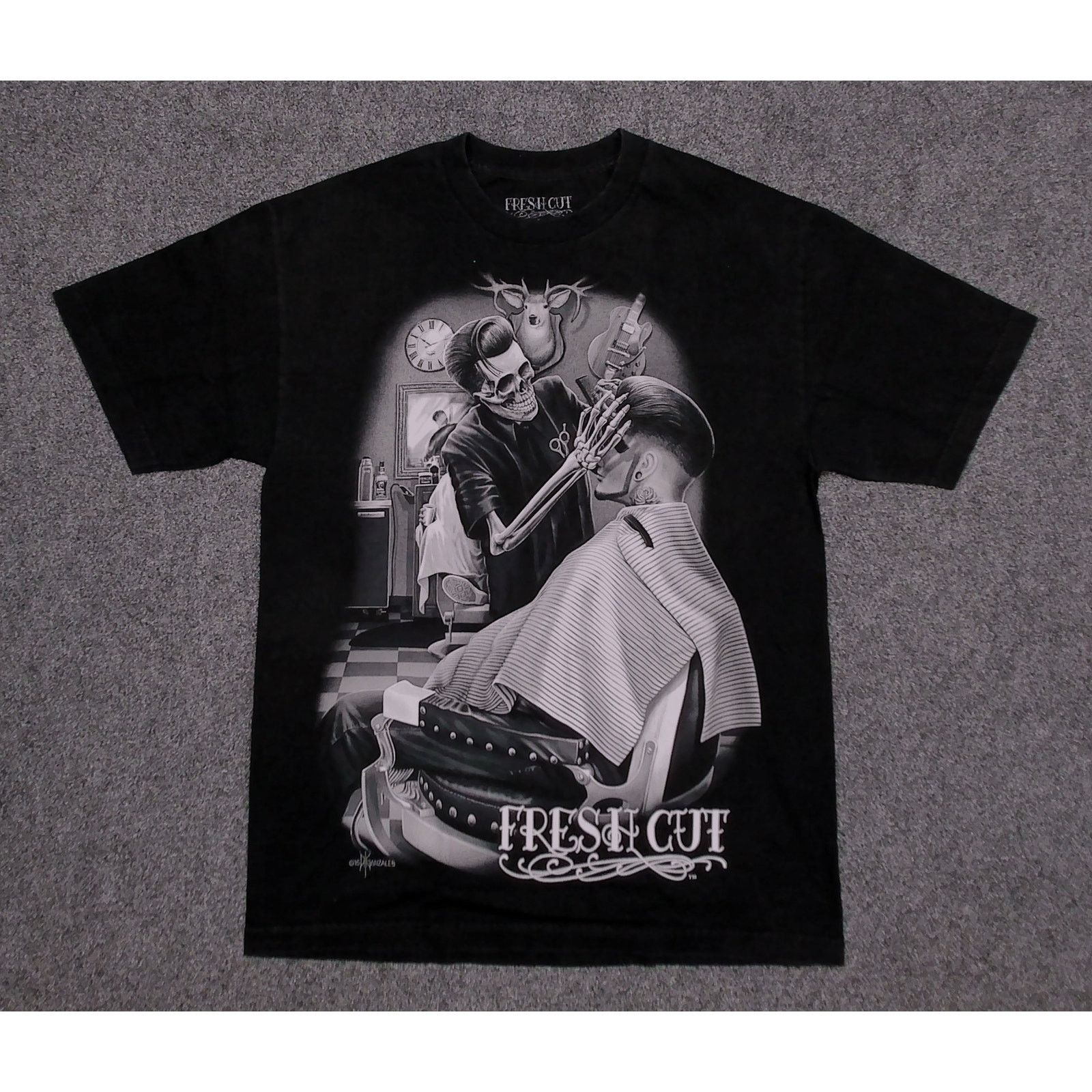 Other David Gonzales Art DGA "Fresh Cut" Skull Barber Graphic Tee Size US XXL / EU 58 / 5 - 3 Thumbnail