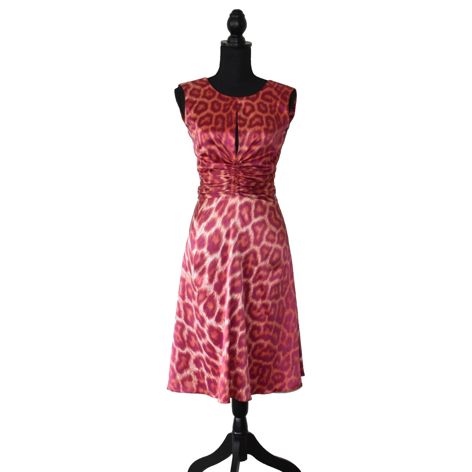 Just Cavalli JUST CAVALLI Red Leopard Signature Satin Fit Flare Dress 42 Size M / US 6-8 / IT 42-44 - 1 Thumbnail