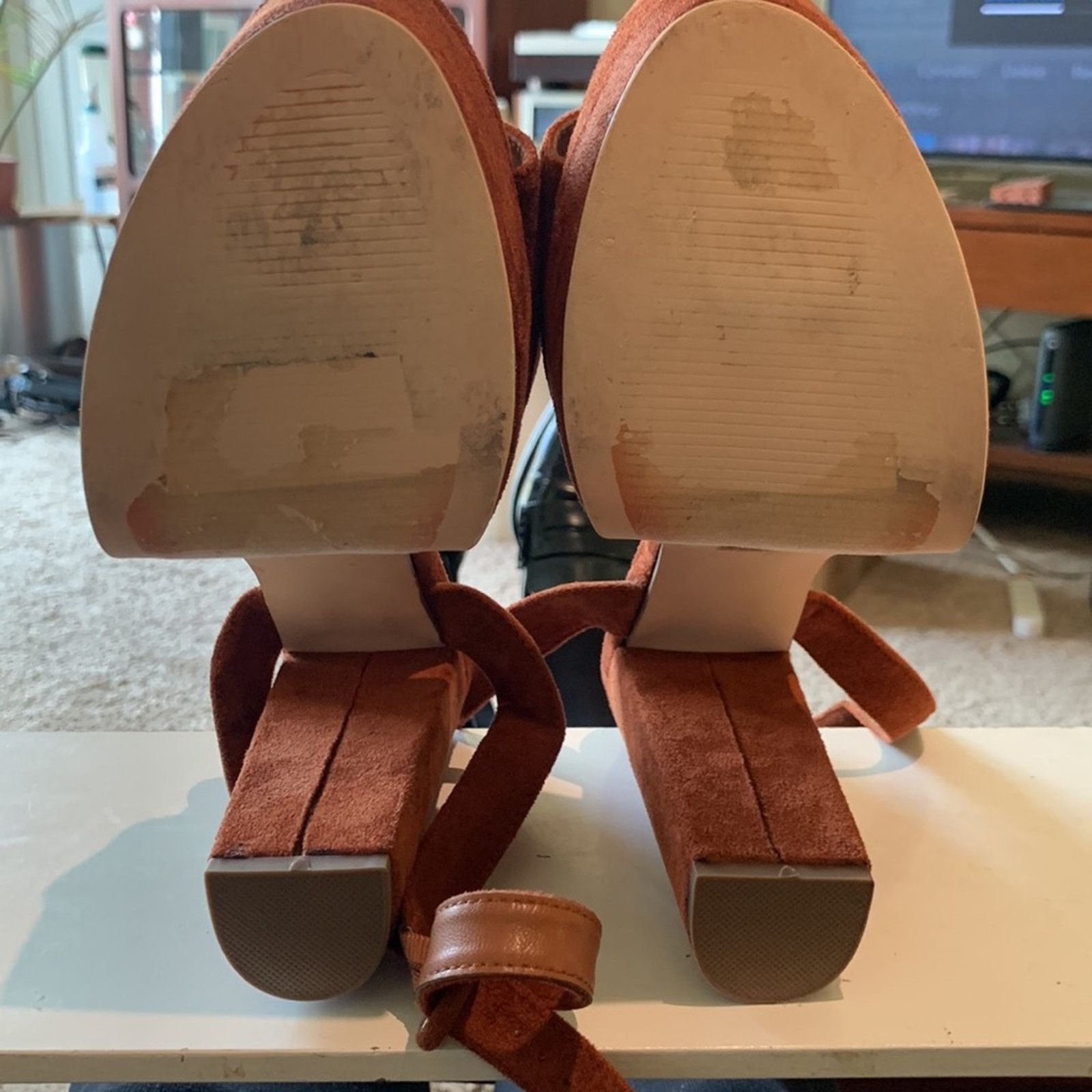 Vintage 70’s platform rust brown vegan faux suede sandals Size US 10 / IT 40 - 7 Thumbnail
