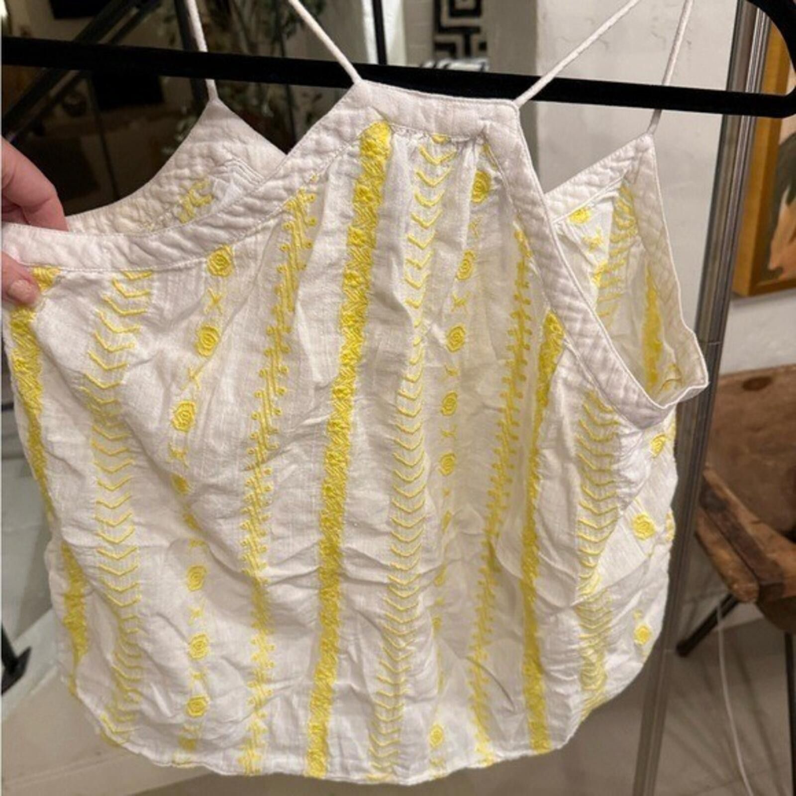 Other Boho Embroidered Gauze Cotton Tank White Yellow XS Size XS / US 0-2 / IT 36-38 - 3 Thumbnail
