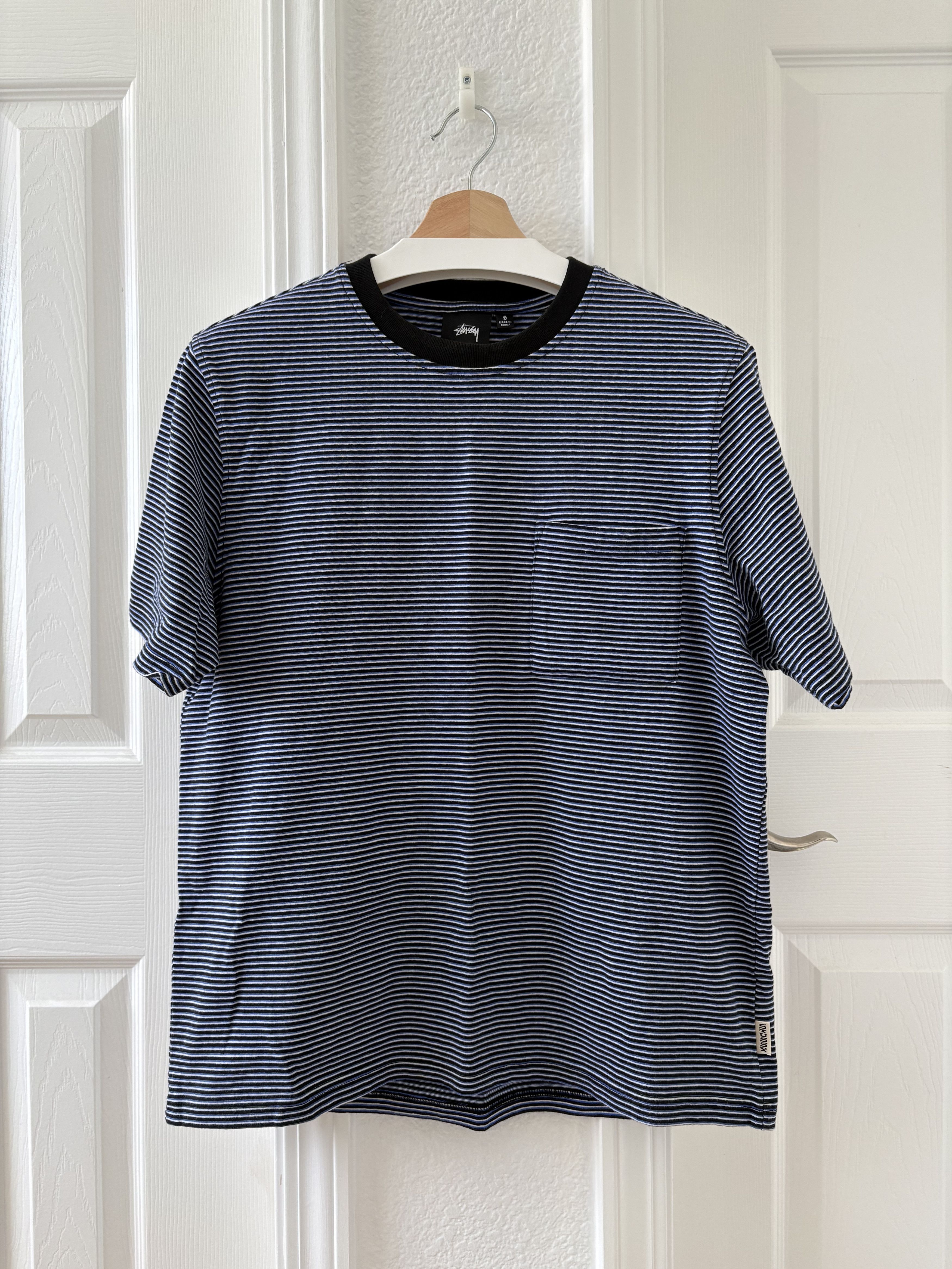 Stussy Blue Striped Pocket Tee Size US S / EU 44-46 / 1 - 1 Thumbnail
