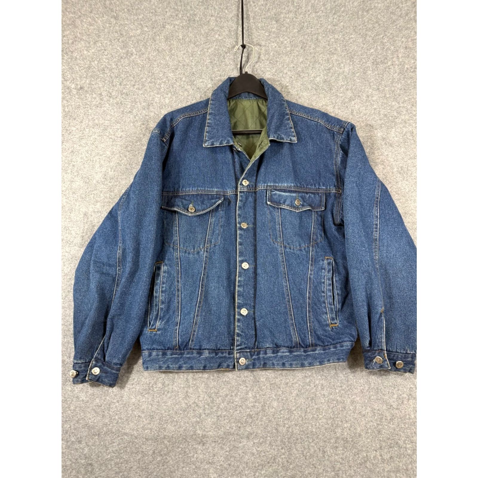 Vintage VINTAGE AriZona Jean Co Jacket Mens Large Blue Denim Quilted Lined Button Front Cowboy Trucker 90s Size US 33 - 3 Thumbnail