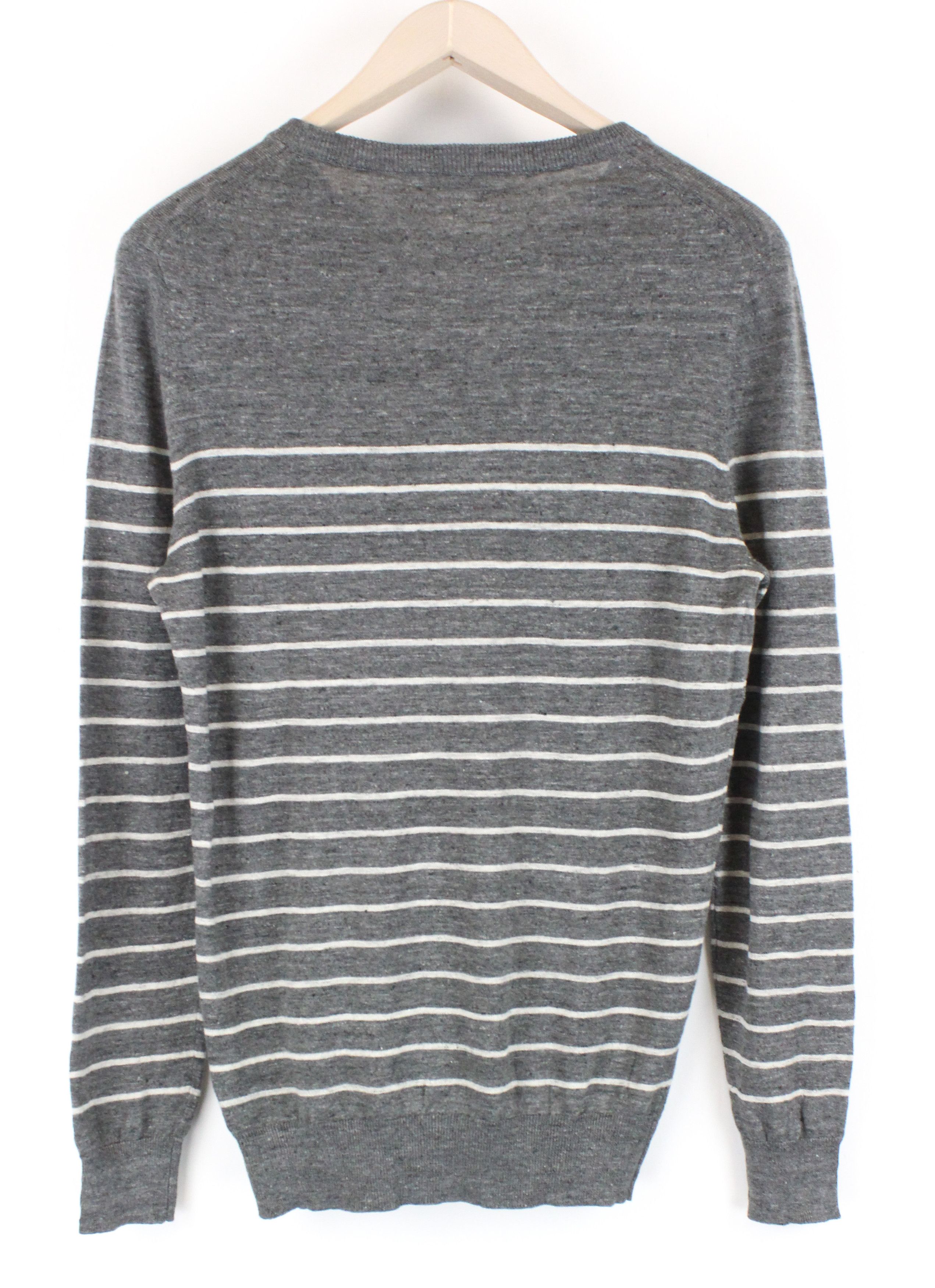 Suitsupply XS Grey Linen Cotton Striped Sweater 60321 Size US XS / EU 42 / 0 - 2 Thumbnail
