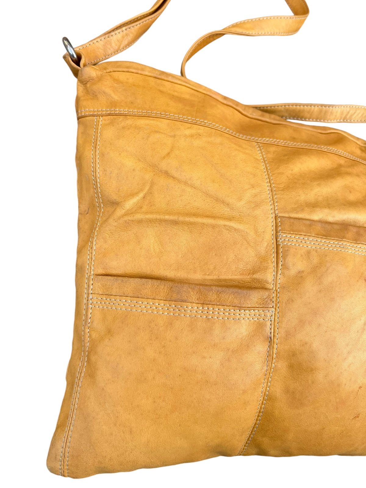 Leather Vintage DEL CONTE Muddy Stains Fade Patina Leather Bag Size ONE SIZE - 9 Thumbnail