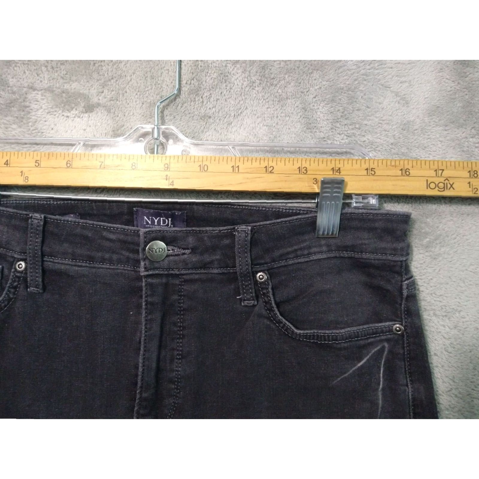 NYDJ NYDJ Jeans Womens 10 Black Denim Sheri Slim Lift Tuck Cropped Dark Wash Stretch Size 32" / US 10 / IT 46 - 3 Thumbnail