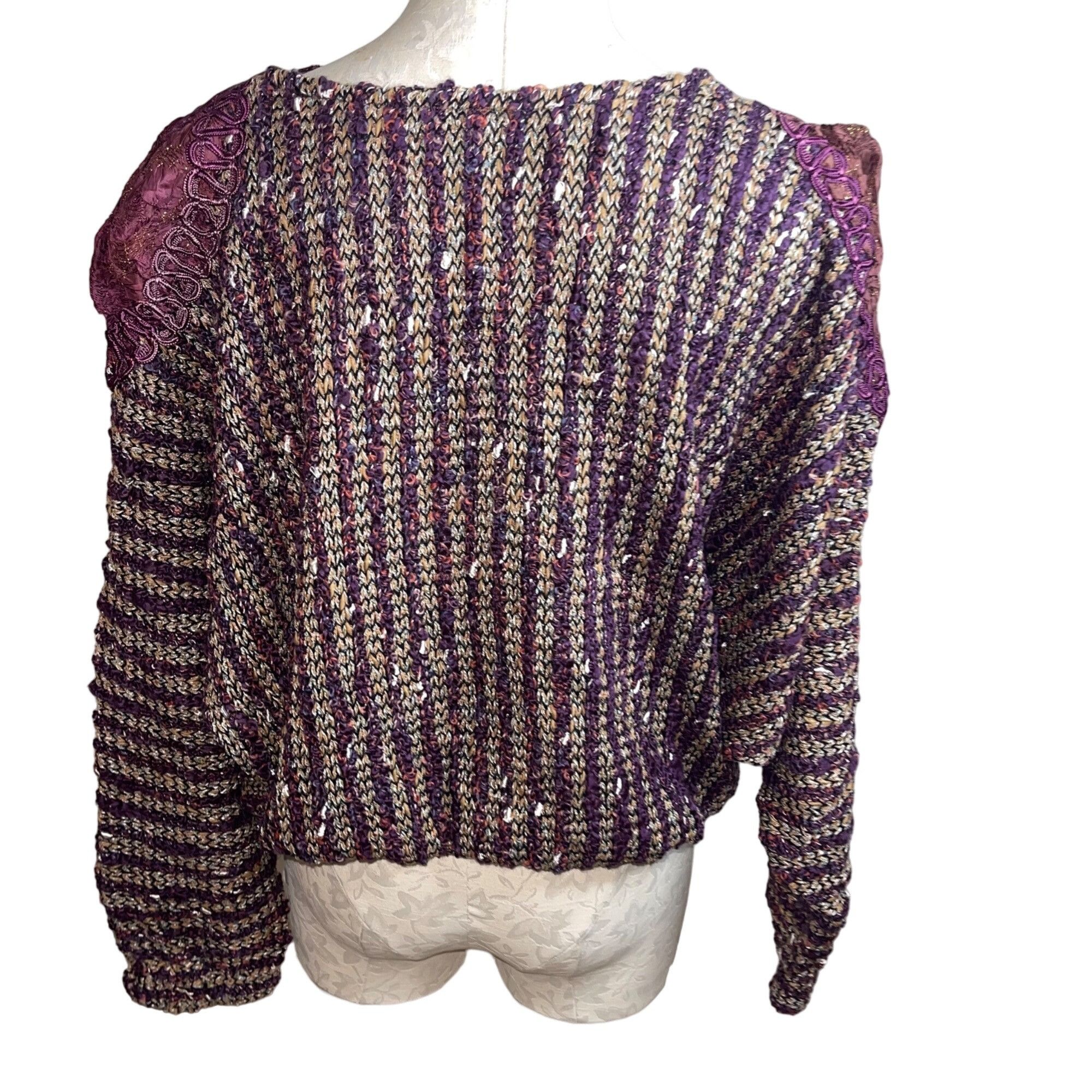 Vintage Vintage Womens Sweater Size Large Purple Size L / US 10 / IT 46 - 2 Thumbnail