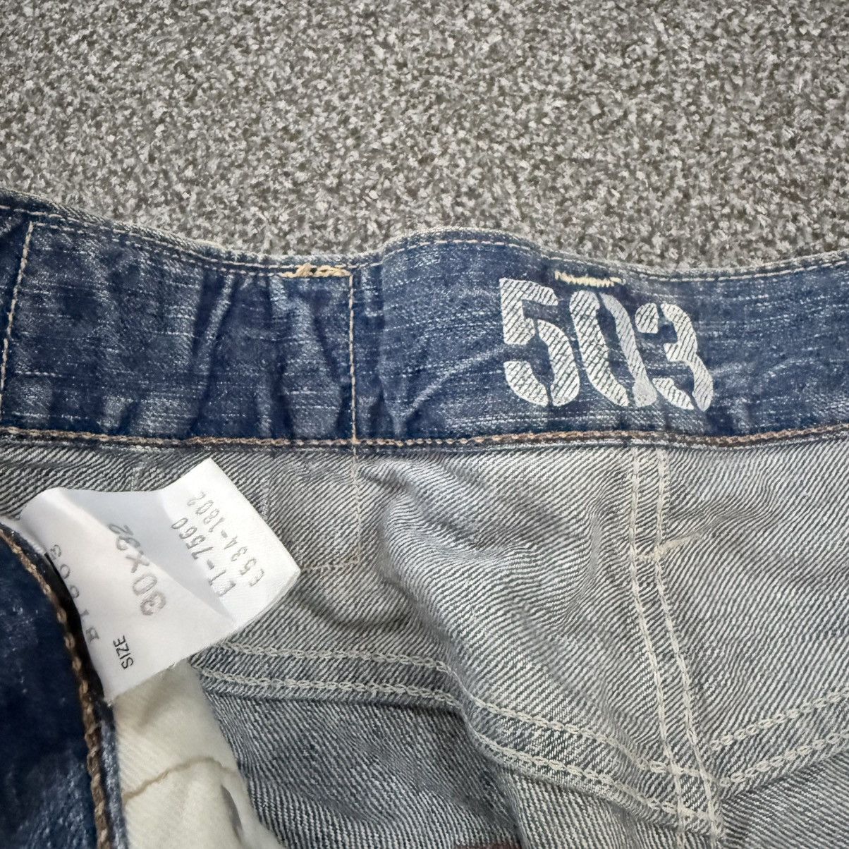 Seditionaries 🇯🇵 Vintage 90s Edwin 503 Blue Trip Distressed Splash Paint Size US 30 / EU 46 - 16 Thumbnail