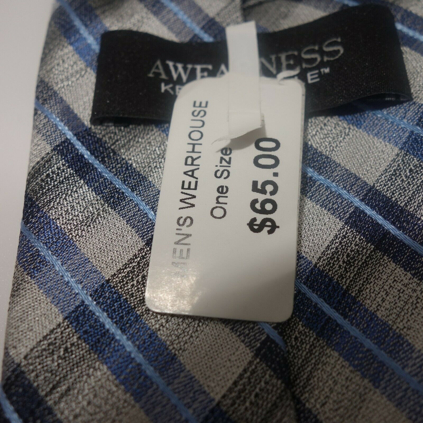 Kenneth Cole New Kenneth Cole Awareness Silk Men's Tie Black Blue Silver Size ONE SIZE - 6 Thumbnail