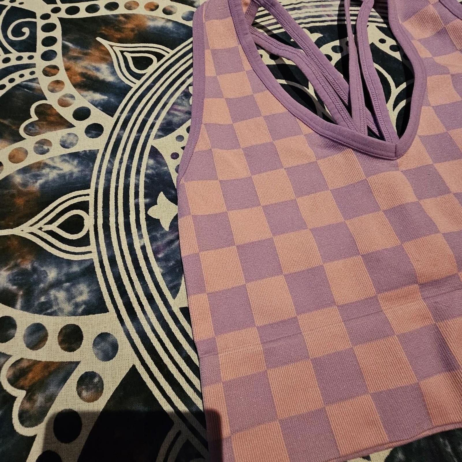 Designer Women's Pink and Purple Checkered Crop-top Size M / US 6-8 / IT 42-44 - 5 Thumbnail