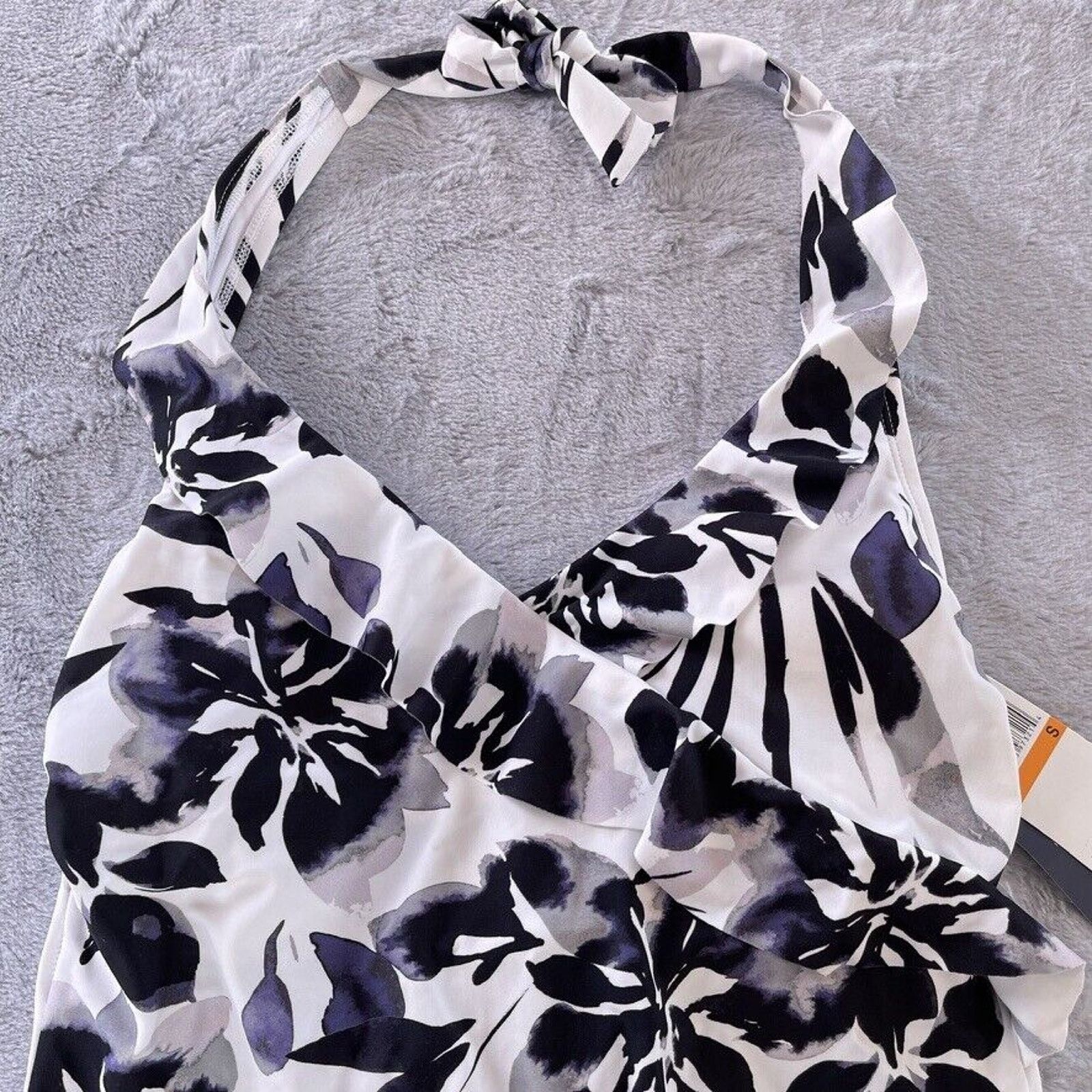 Other Aqua Couture Ruffle Halter Tankini Swim Top Black White S Size S / US 4 / IT 40 - 2 Thumbnail