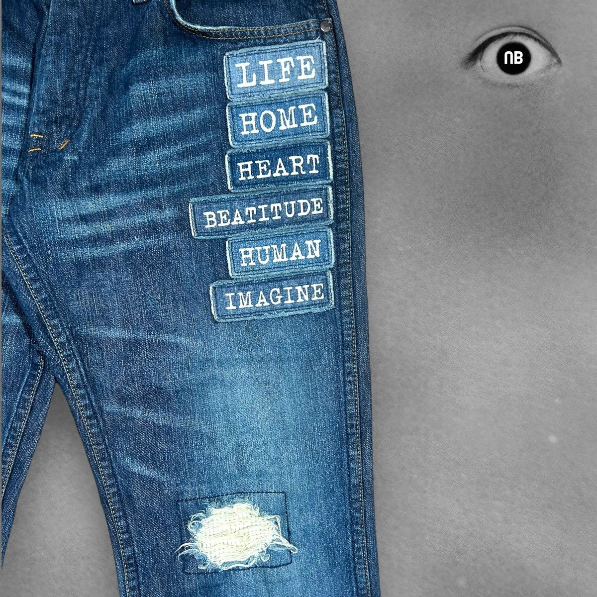 Number (N)ine Number (N)ine S/S02 The Modern Age Patch Denim Jeans Blue Size US 30 / EU 46 - 8 Thumbnail