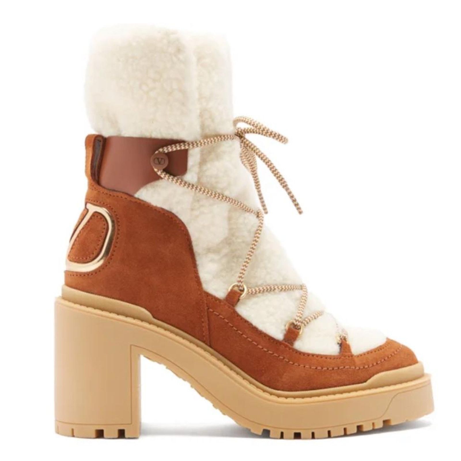 Valentino VLOGO suede leather and shearling ankle boots Size US 10.5 / IT 40.5 - 1 Thumbnail