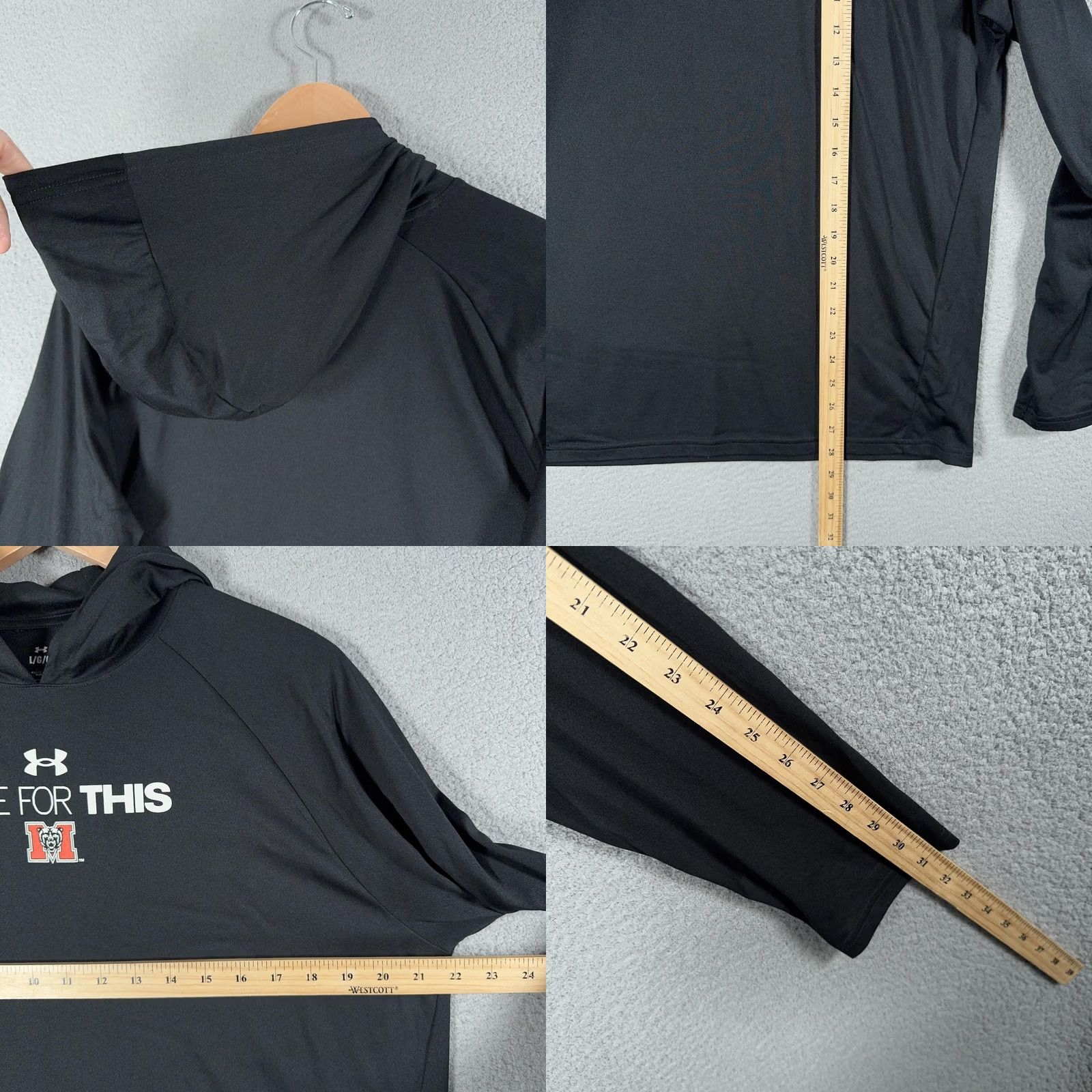 Under Armour Mercer University Hoodie Mens L NCAA Under Armour Performance Pullover Hooded Black Graphic Print Front Logo M Bear Size US L / EU 52-54 / 3 - 8 Thumbnail