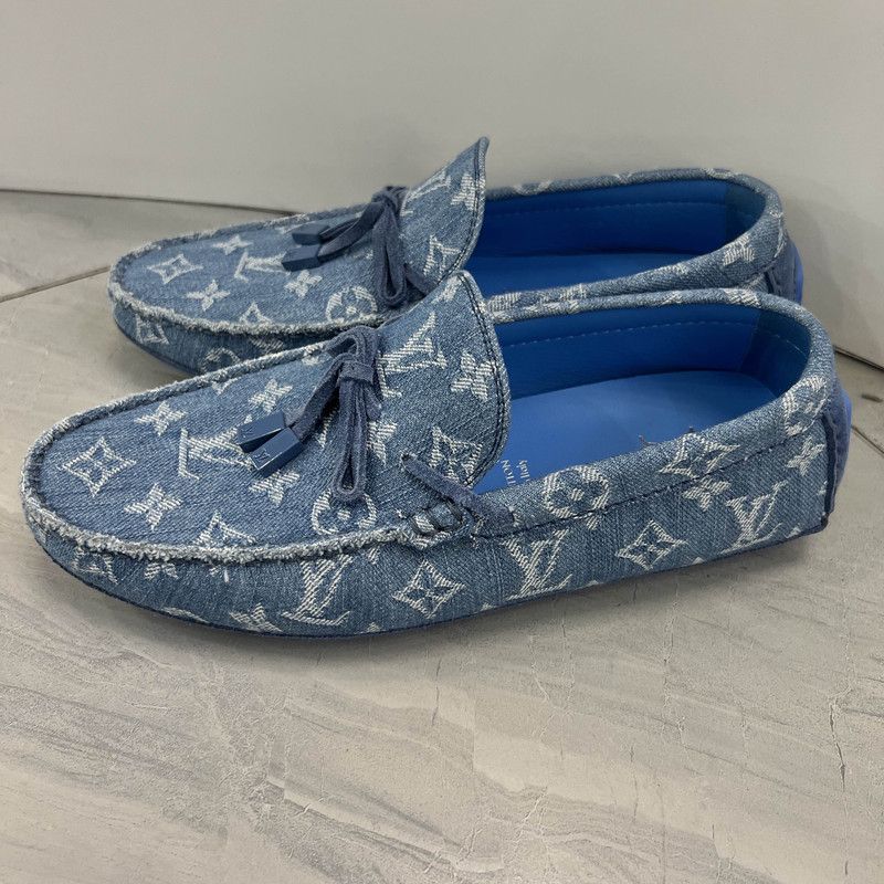 Louis Vuitton Louis Vuitton Blue Denim Driver Moccasins for Men 0079 Size US 15 / EU 48 - 1 Thumbnail