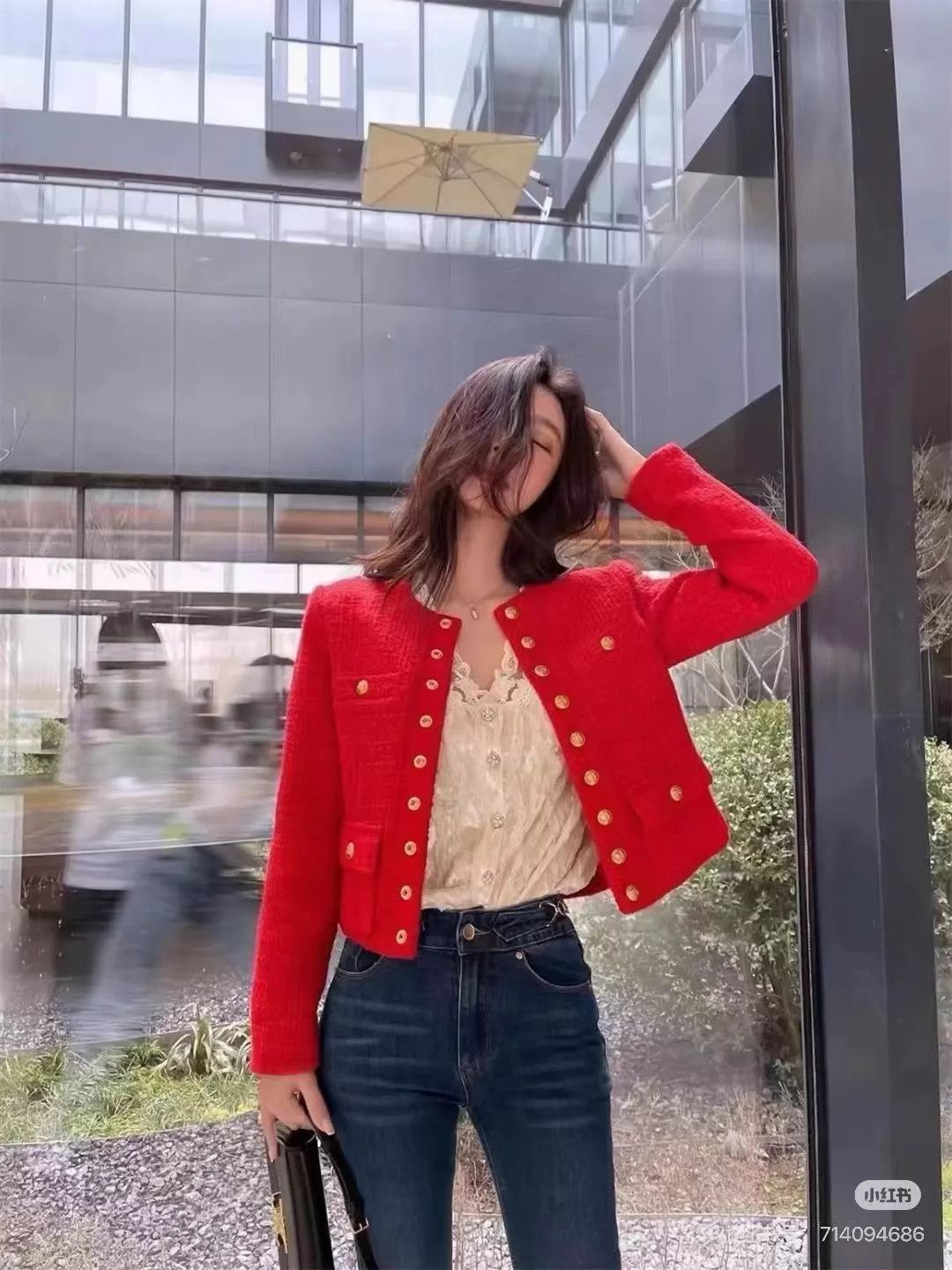 Celine Celine red tweed four-pocket coat gold button 40 mint Size S / US 4 / IT 40 - 8 Thumbnail
