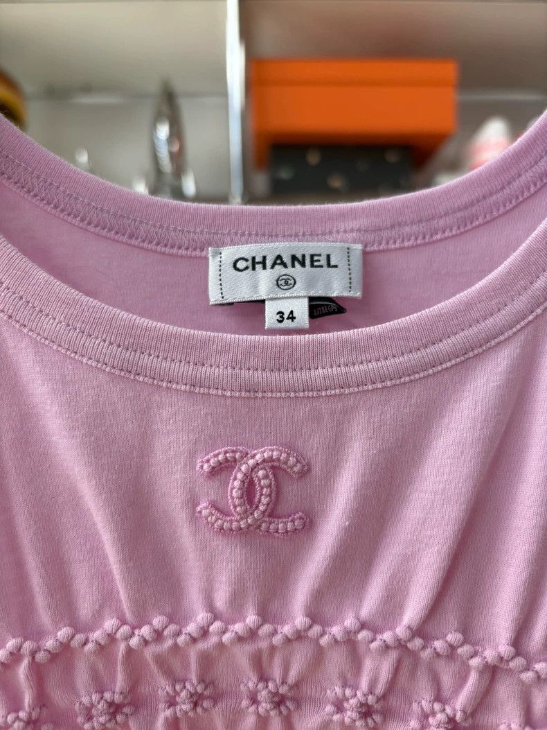 Chanel Chanel Elastic pleated logo pink cotton vest Size XXS / US 00 / IT 34 - 3 Thumbnail