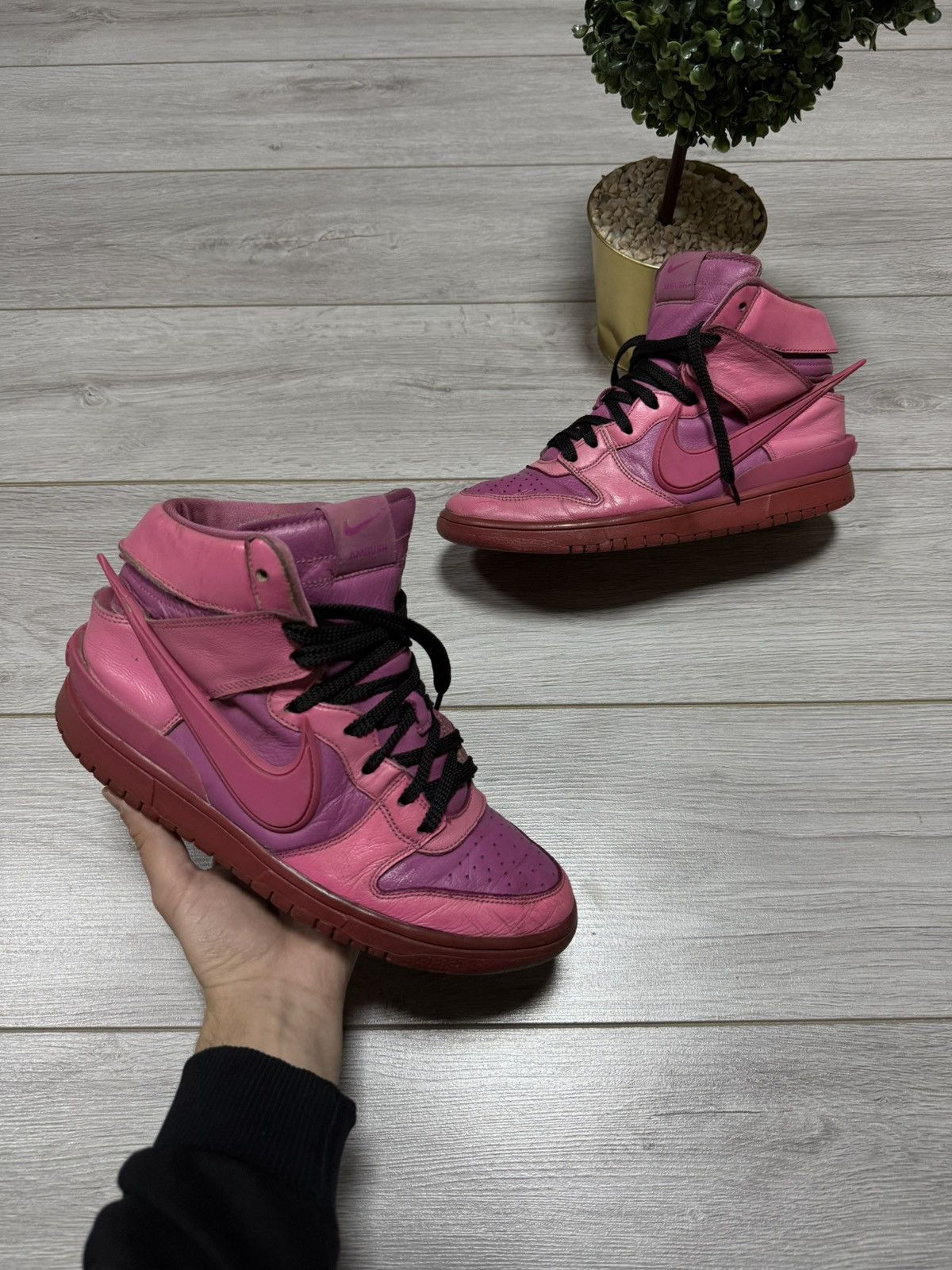 Ambush Design × Nike Nike Dunk x Ambush RARE pink high leather sneakers shoes Size US 8.5 / EU 41-42 - 1 Thumbnail
