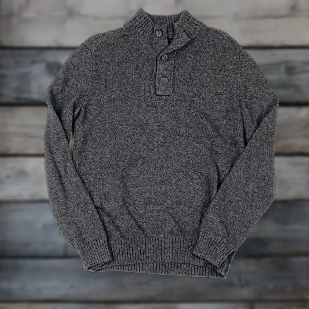 American Eagle Outfitters VINTAGE? No, but refine: American Eagle Outfitters Henley Sweater Gray Adult Medium Regular Knit Pullover Cotton-Acrylic-Wool 90s Preppy Mens Size US M / EU 48-50 / 2 - 1 Thumbnail