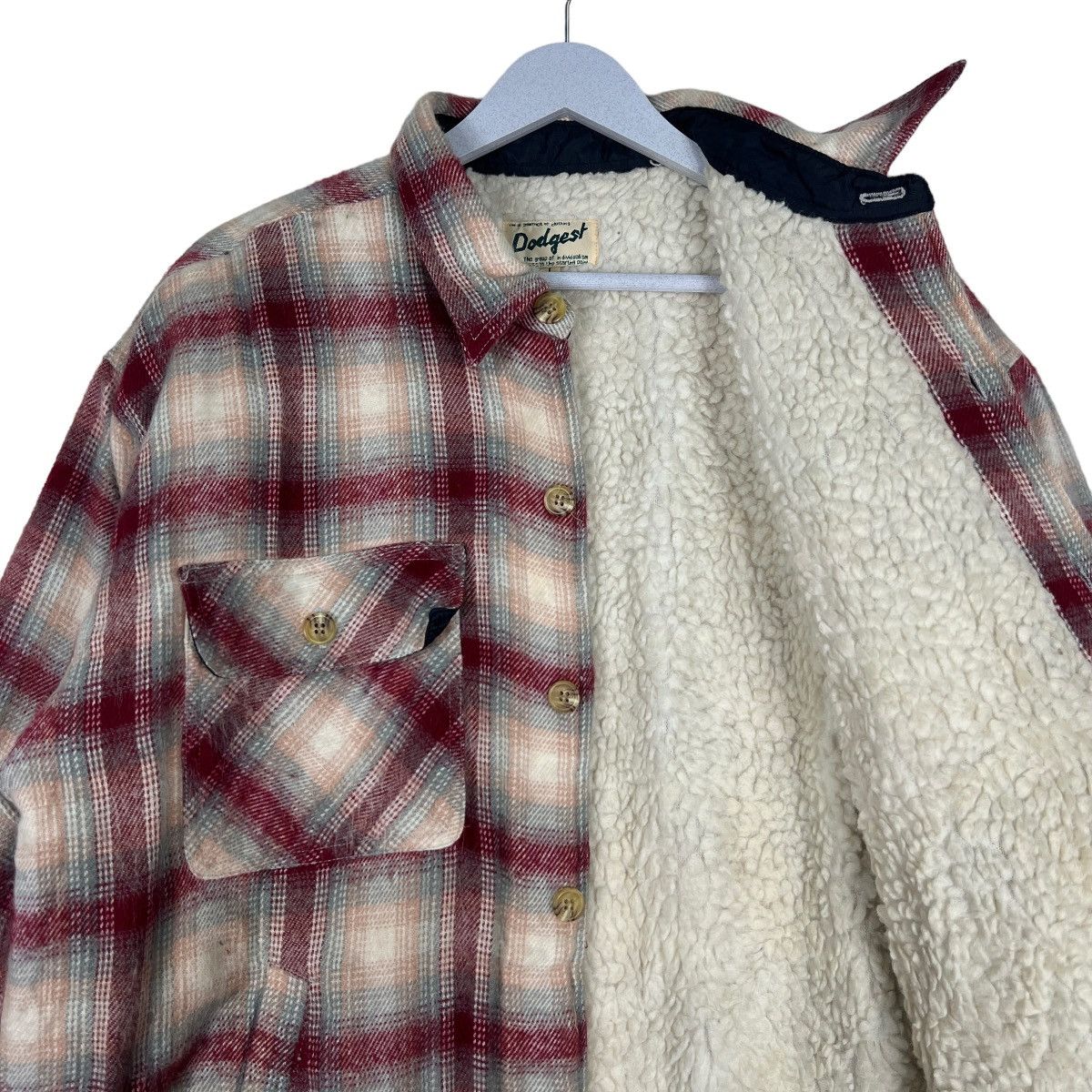 Japanese Brand 🔥 VINTAGE DODGEST PLAID CHECK FLANNEL SHEARLING CPO JACKET Size US L / EU 52-54 / 3 - 10 Thumbnail
