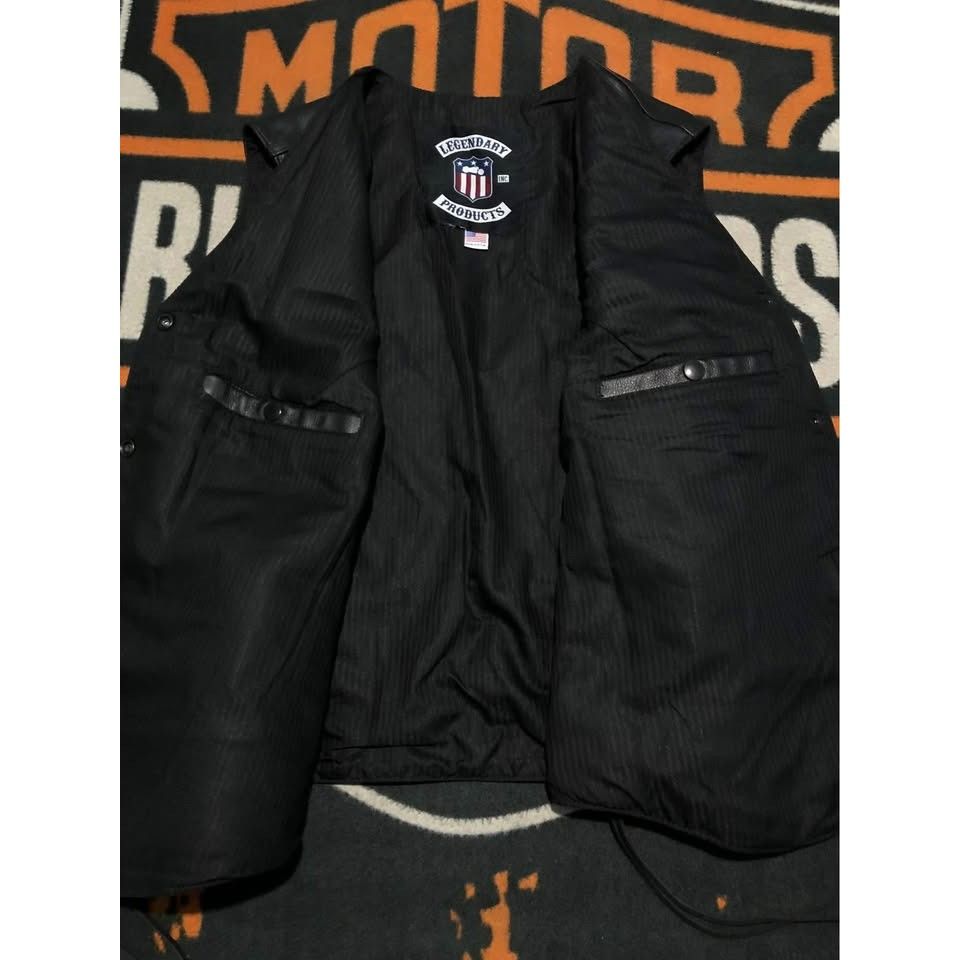 Legendary Goods VTG Leather Vest Large, Satin Lining, Motorcycle Riding St Size US L / EU 52-54 / 3 - 4 Thumbnail