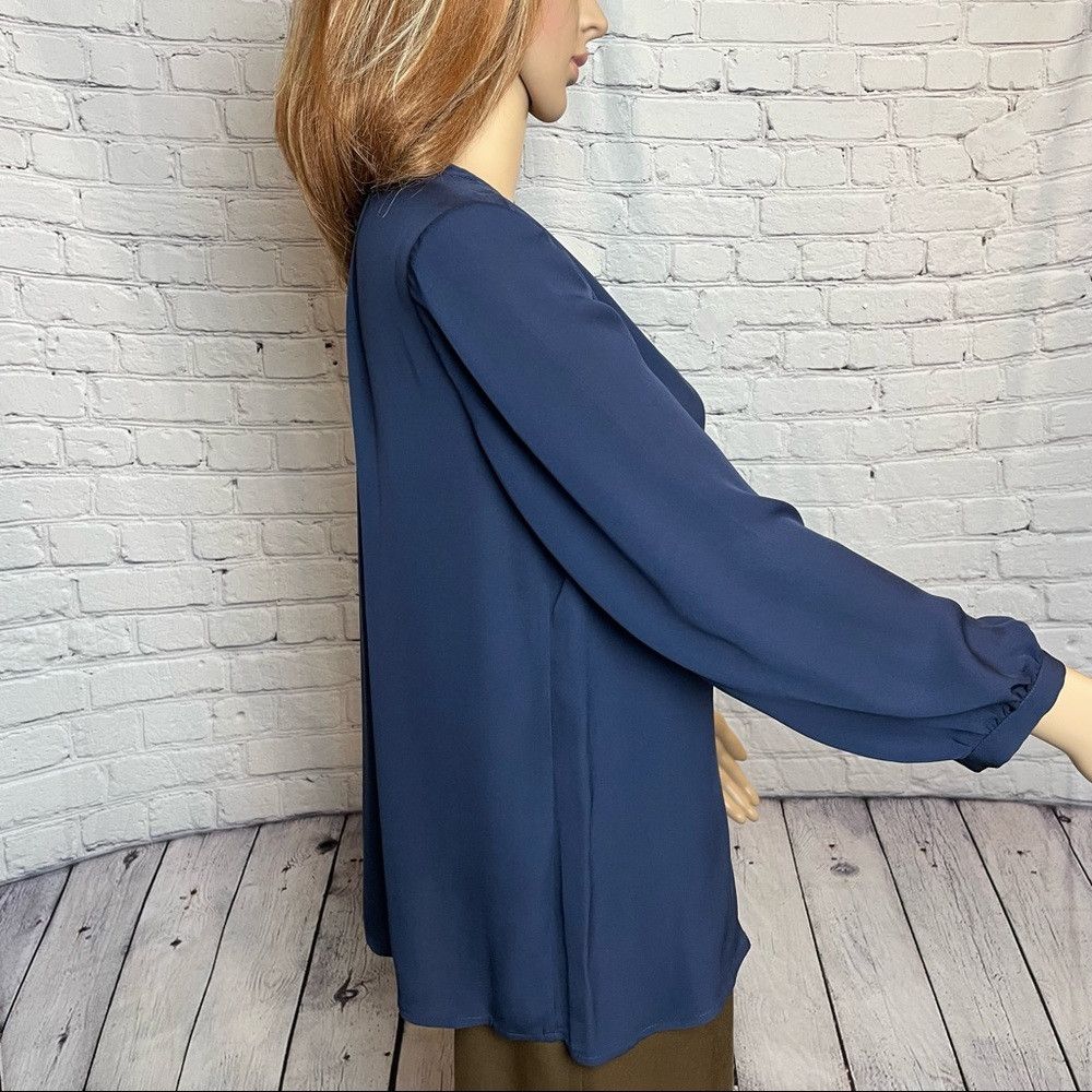 Joie Joie Silk Navy V-Neck Long Sleeve Blouse Size XS Size XS / US 0-2 / IT 36-38 - 3 Thumbnail