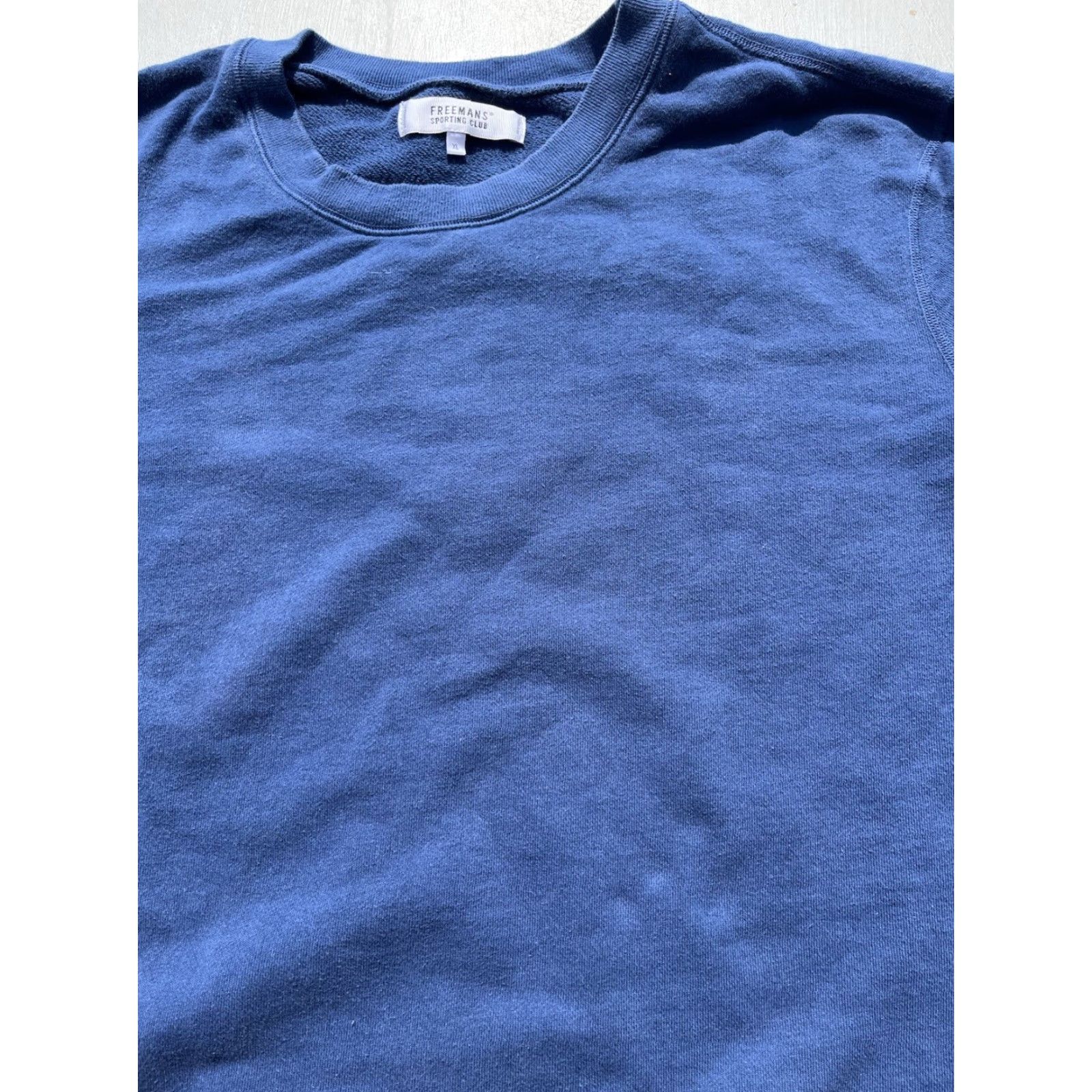 Vintage Freemans Sporting Club Sweatshirt Blue Solid XL Mens Crew Neck Pullover Heavyweight Casual Modern City Outdoor Logo - Size US XL / EU 56 / 4 - 3 Thumbnail