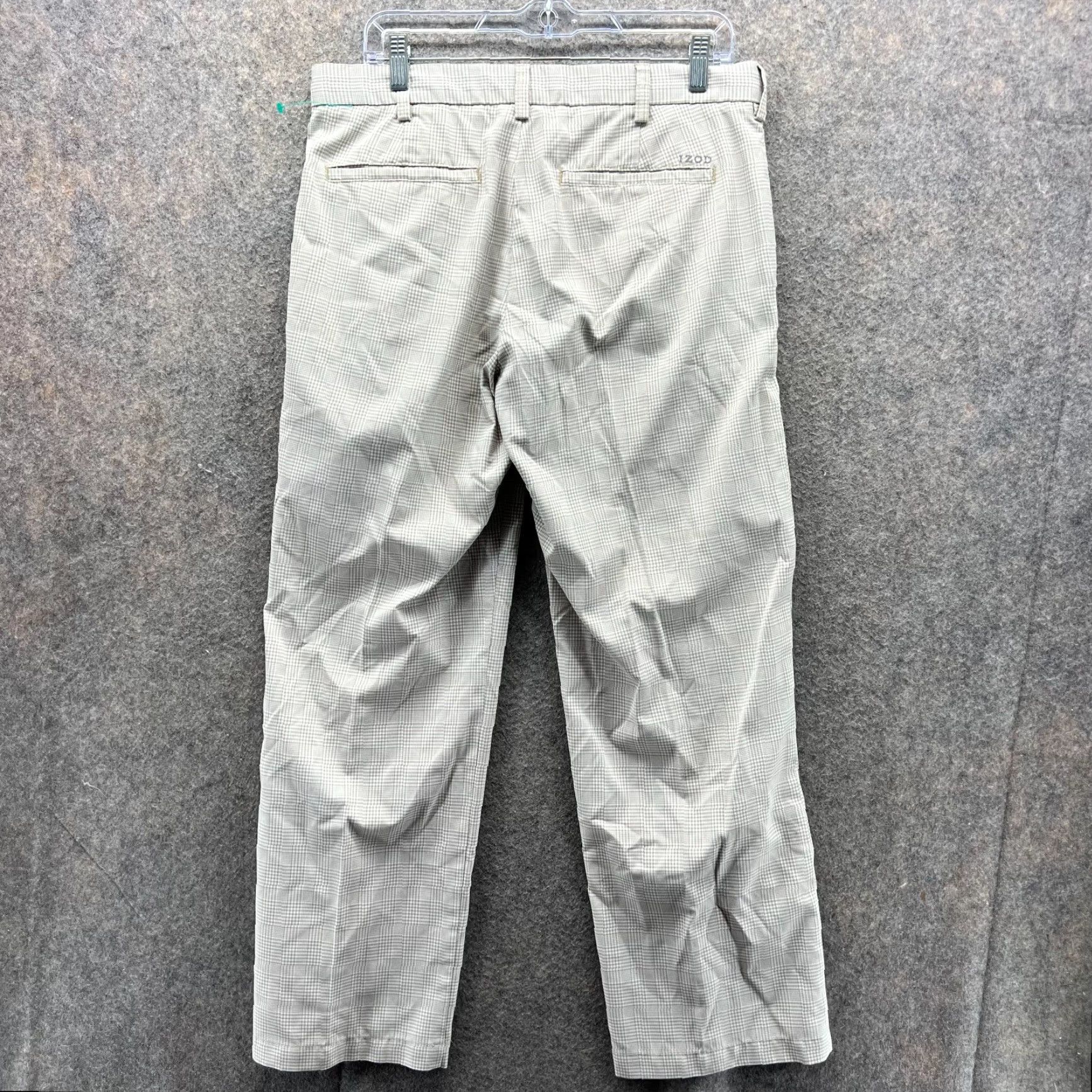 Izod IZOD Pants Men 32x30 Adult Khaki Chino Pleated Tan Beige Glen Check Vintage Golf Hat? Size US 32 / EU 48 - 2 Thumbnail