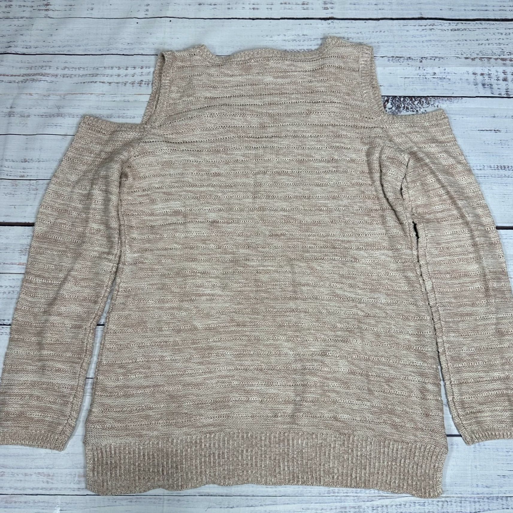White House Black Market White House Black Market Sweater Beige M Women Cold Shoulder Knit Pullover XS? Size M / US 6-8 / IT 42-44 - 3 Thumbnail