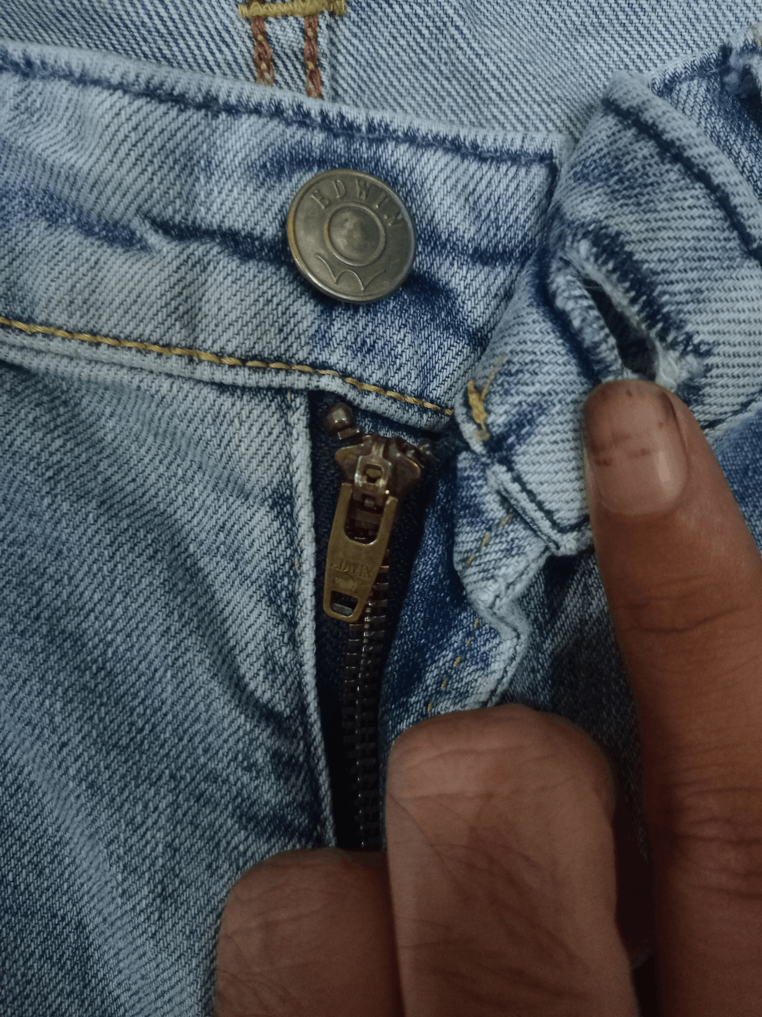 Edwin × Japanese Brand Vintage Edwin Japan Patched Distressed Loose Jeans 33x30 Size US 33 - 5 Thumbnail