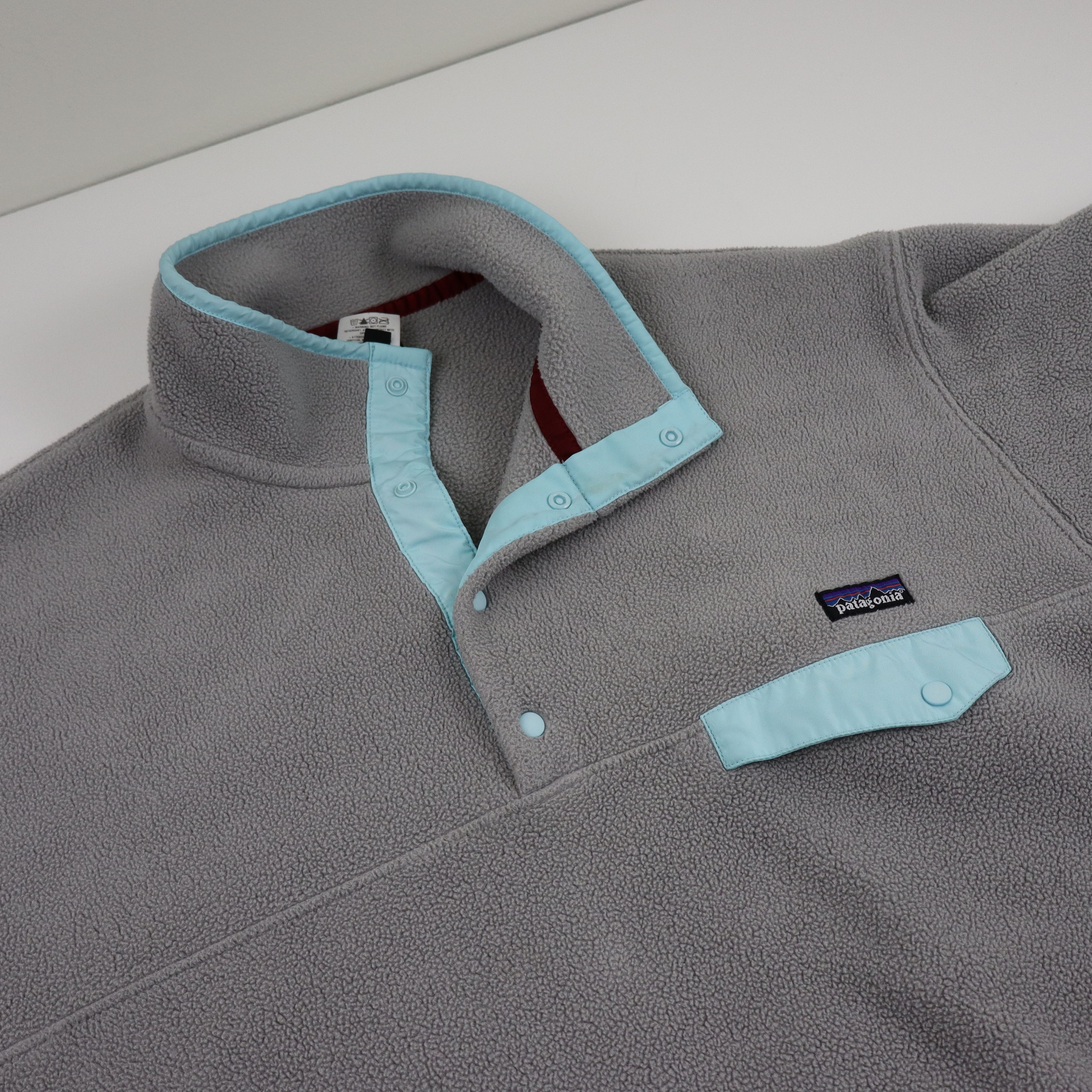 Patagonia × Vintage 90s Y2K Patagonia Pastel Light Gray Fleece Snap-T Pullover Size US L / EU 52-54 / 3 - 5 Thumbnail