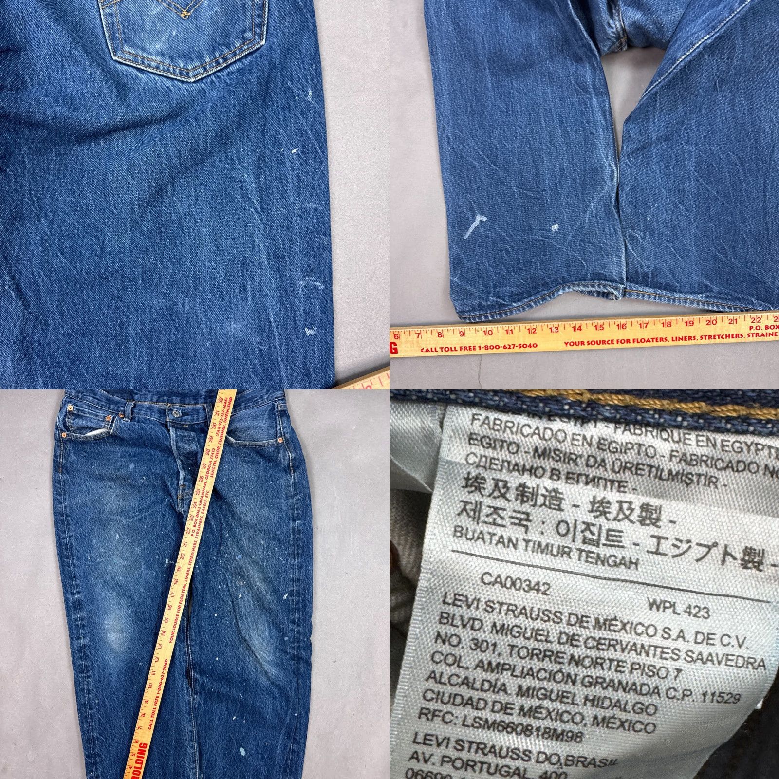 Levi's Levi's 501 Jeans Men 34x30 Blue Button Fly Pant Faded Painted Workwear (Tag36x32) Casual Straight 34x30 Men Blue Jeans Size US 36 / EU 52 - 8 Thumbnail