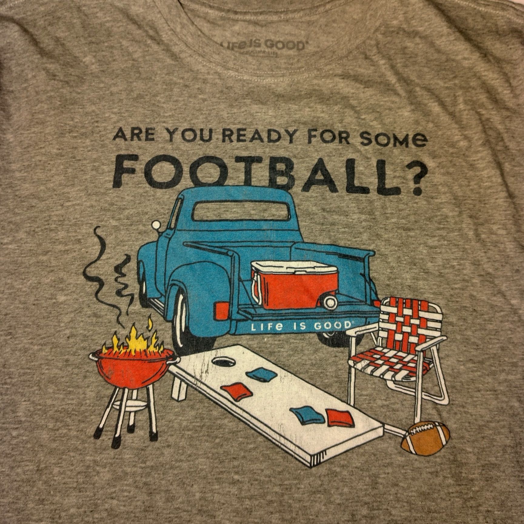 Life is Good VINTAGE Life is Good Shirt Men L Are You Ready For Some Football Tailgate Cornhole USA Gray Size US L / EU 52-54 / 3 - 2 Thumbnail