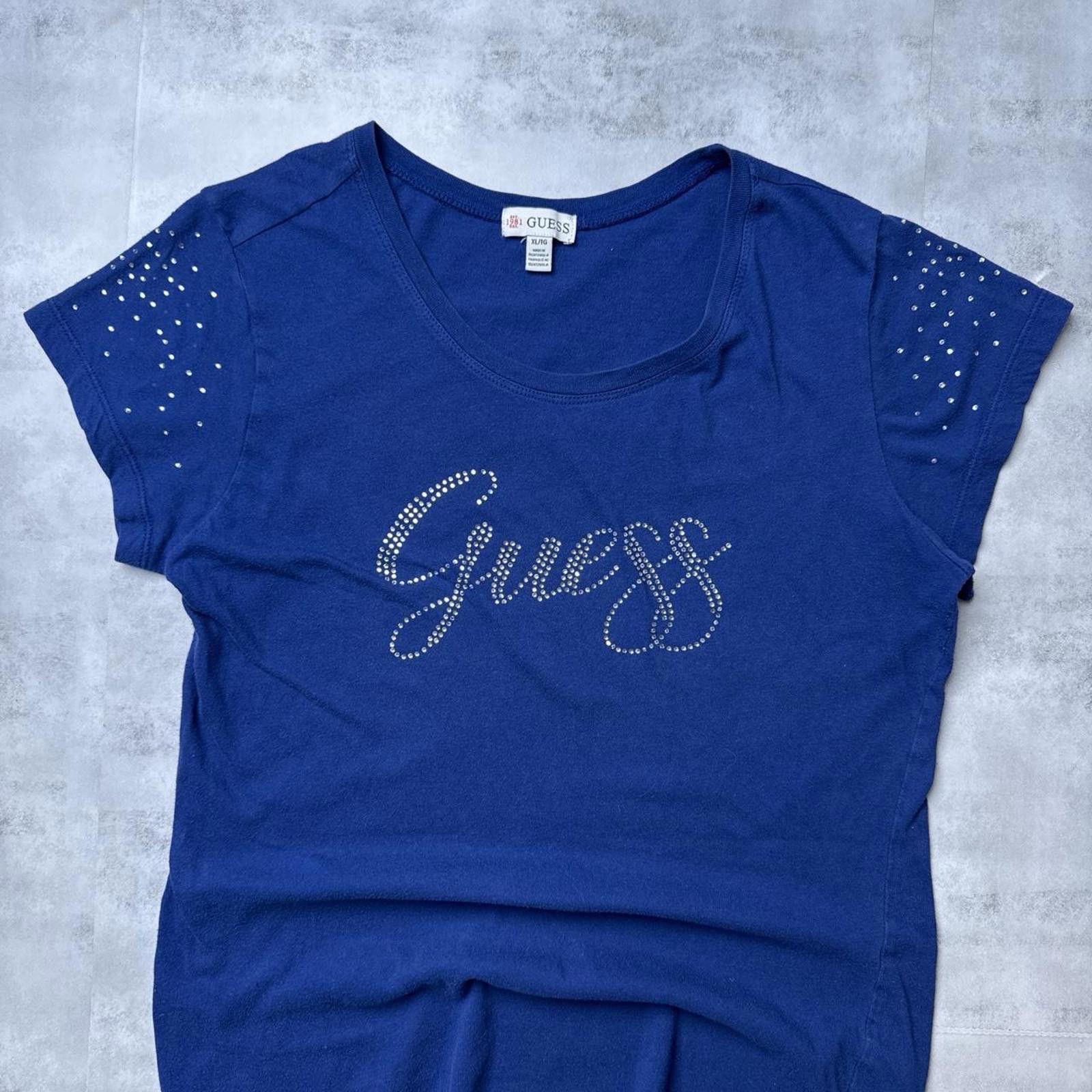 Guess Y2K Guess 00s Vintage Blue Rhinestones shirt Size US XL / EU 56 / 4 - 5 Thumbnail
