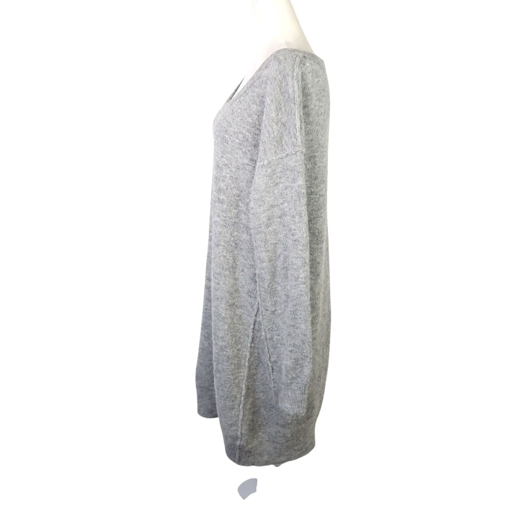 Velvet Velvet by Graham & Spencer Sweater Dress Wool Blend Knit V-Neck Long Sleeve Grey L Women, Knee Length, Fall Winter Spring Size L / US 10 / IT 46 - 3 Thumbnail