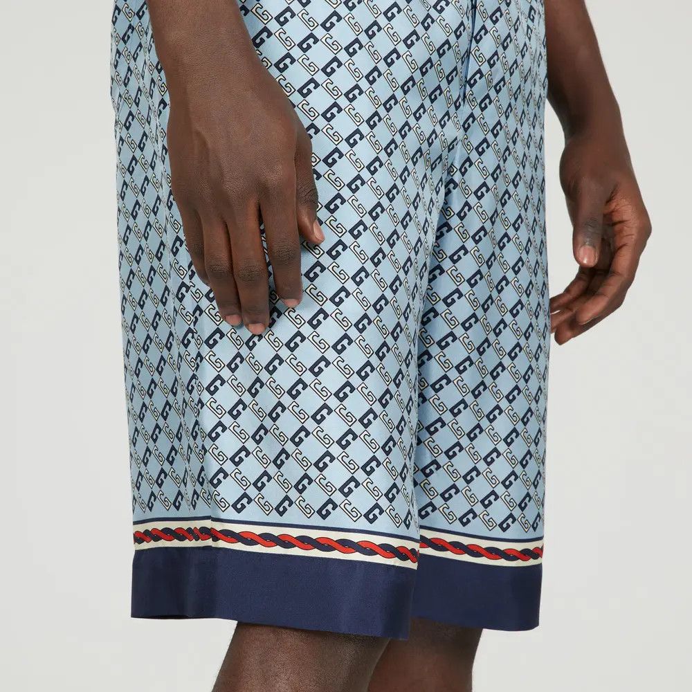 Gucci o1loc1c0925 Geometric Square G Print Silk Shorts Multicolor Size US 28 / EU 44 - 3 Thumbnail