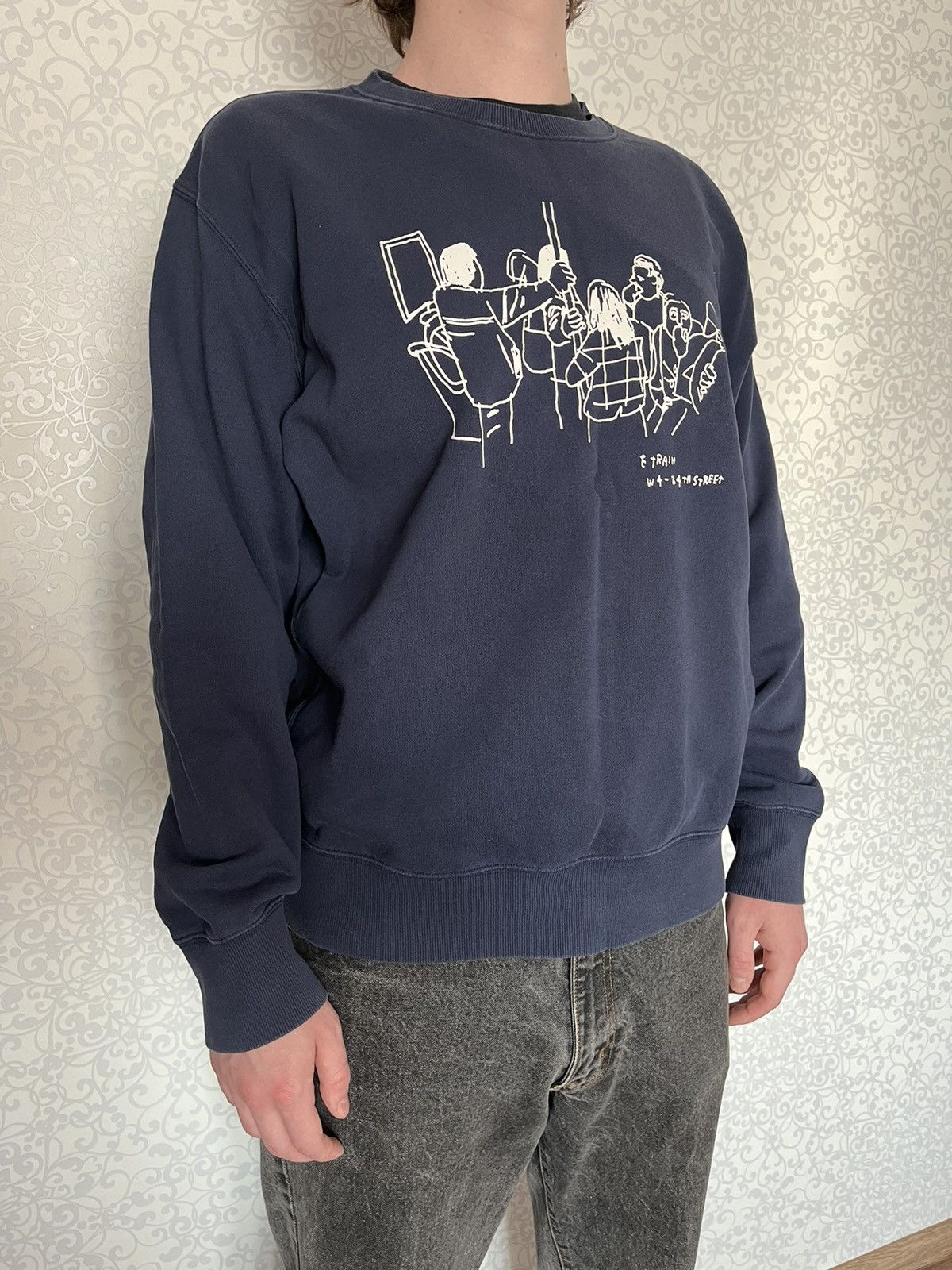 Designer × Uniqlo Uniqlo x Jason Polan Navy Crewneck Printed Sweatshirt Size US XL / EU 56 / 4 - 2 Thumbnail