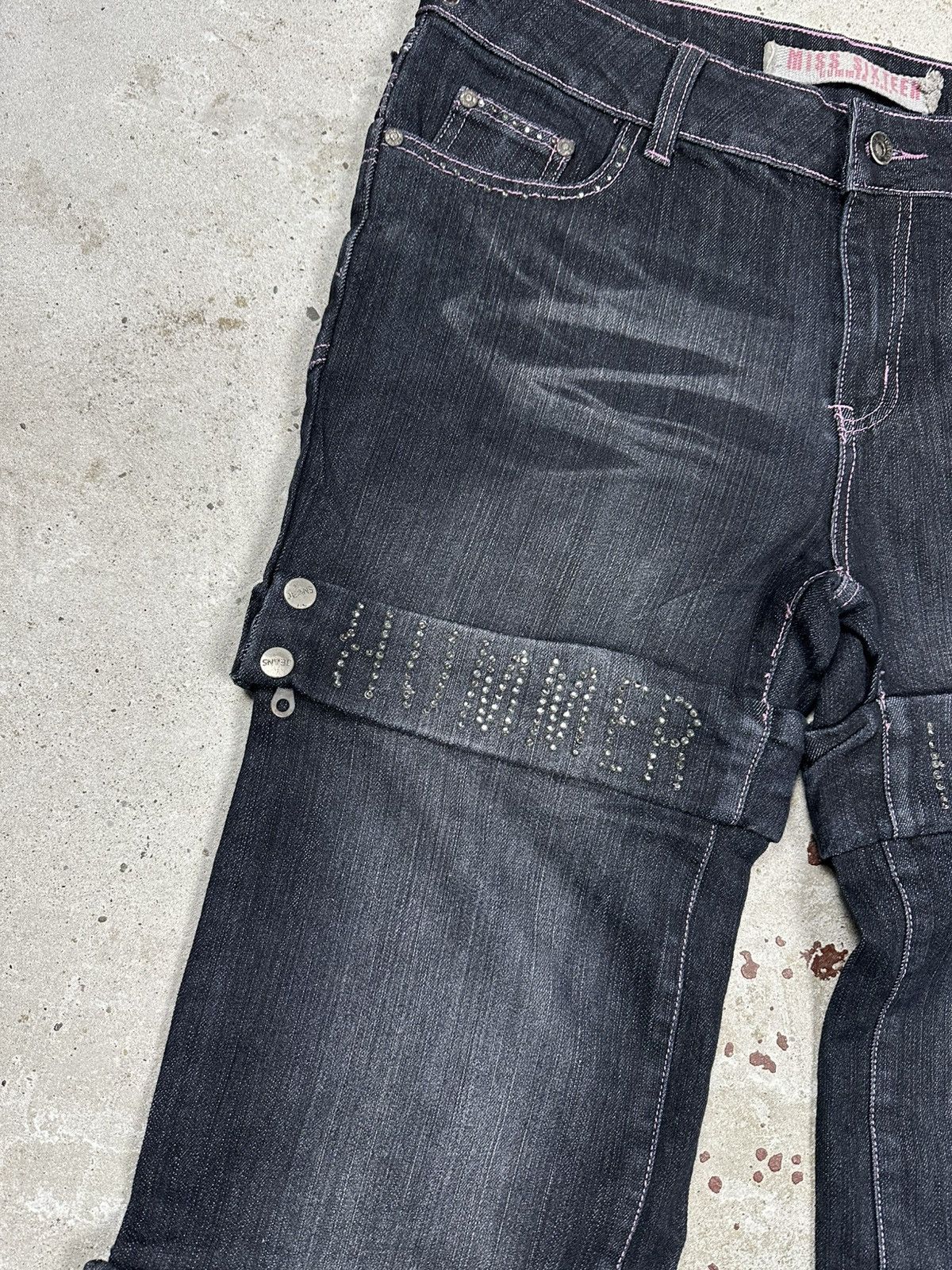 If Six Was Nine Vintage Y2K Baggy Rhinestones Jeans Denim Jorts Shorts Size US 34 / EU 50 - 5 Thumbnail