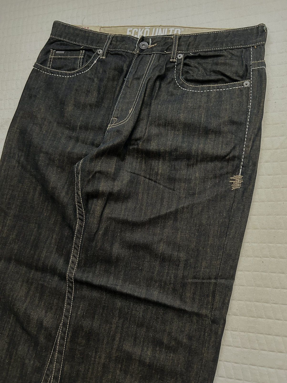Ecko Unltd. × Marc Ecko × Vintage Ecko Unltd Letter Embroidered Dark Brown Pants Size US 38 / EU 54 - 3 Thumbnail
