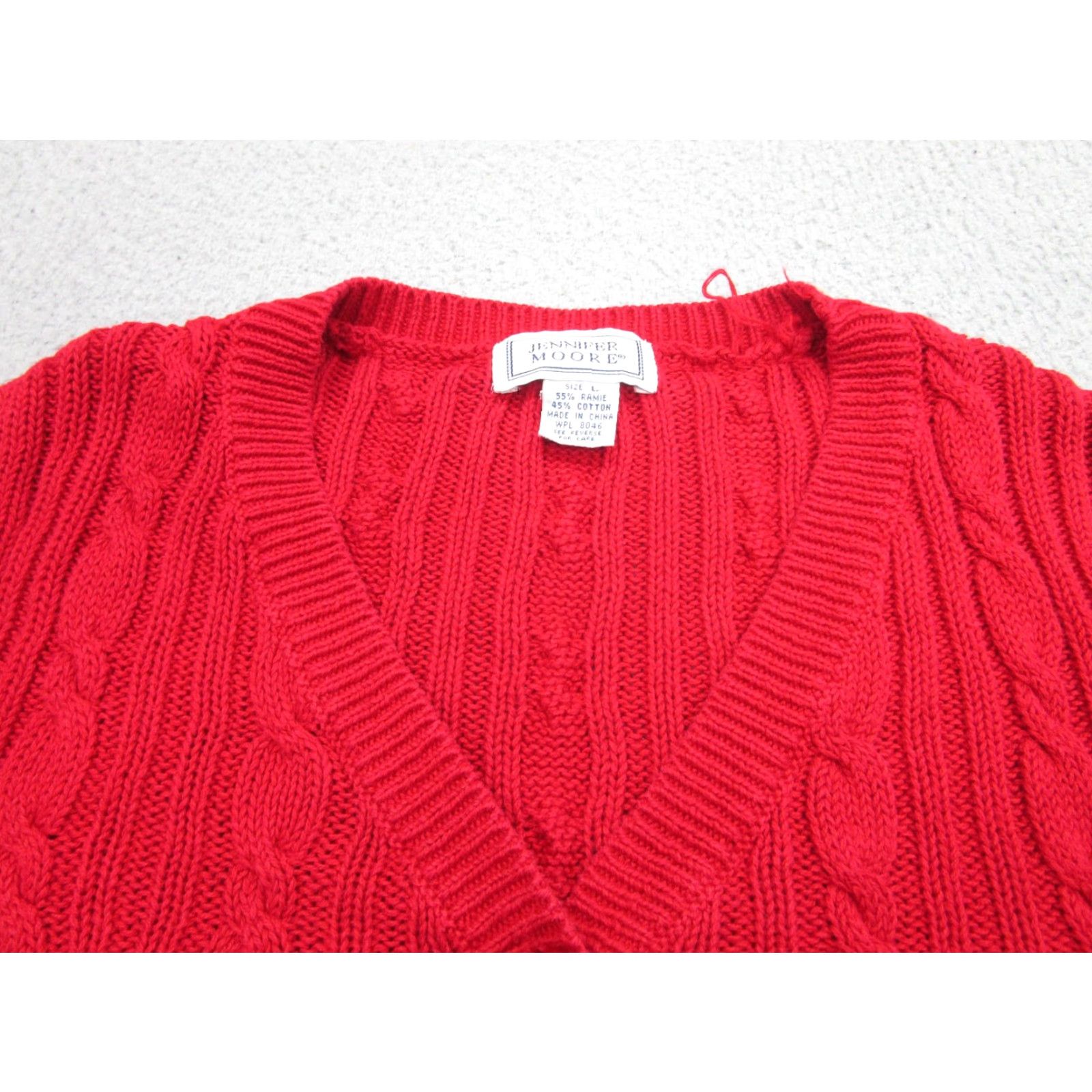 MooRER VINTAGE Jennifer Moore Sweater Vest Womens L Red Cable Knit 90s Academia Chunk Pockets V-Neck Size L / US 10 / IT 46 - 4 Thumbnail