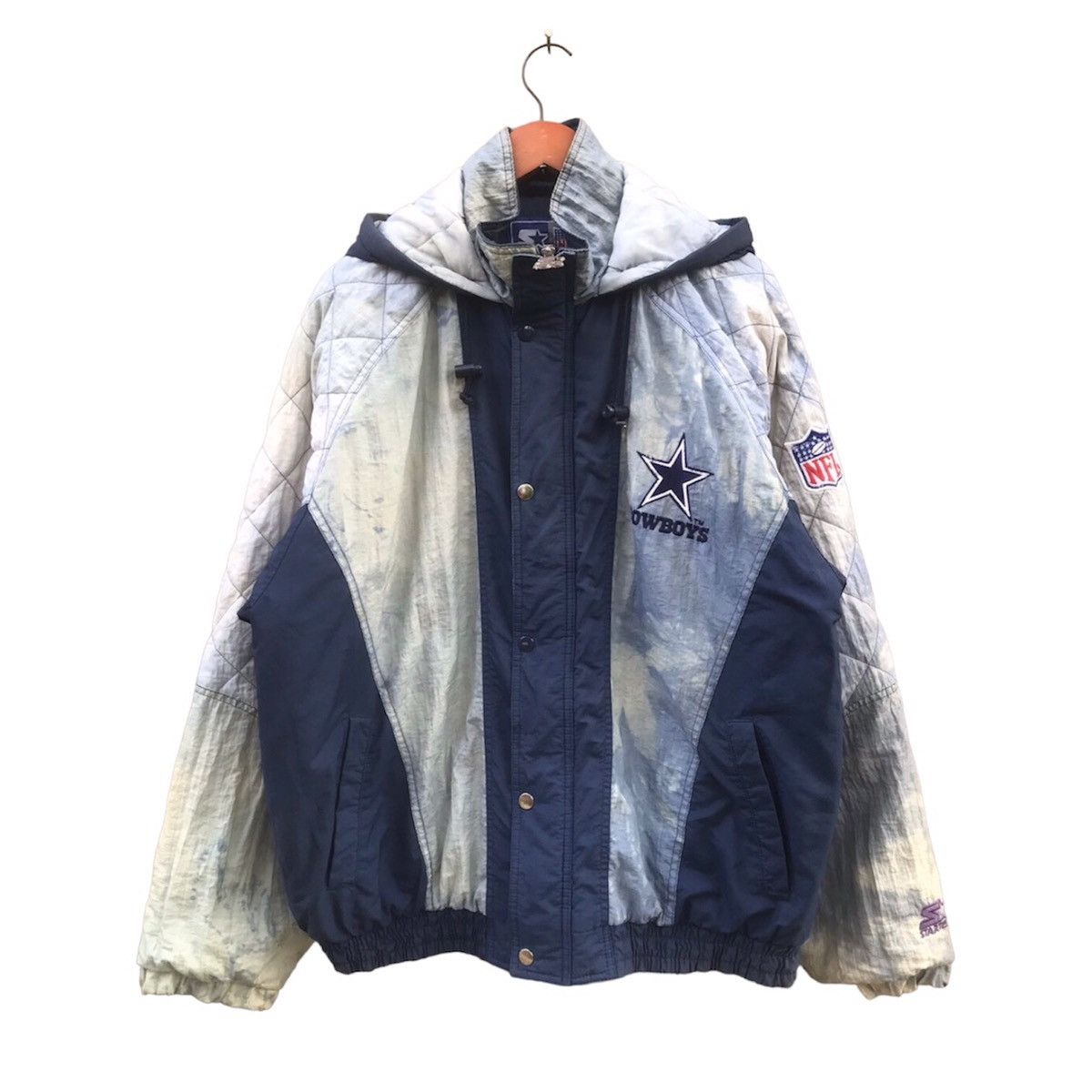 NFL 90s Starter Dallas Cowboys Acid Wash Silver Diamond Puffer Size US L / EU 52-54 / 3 - 1 Thumbnail