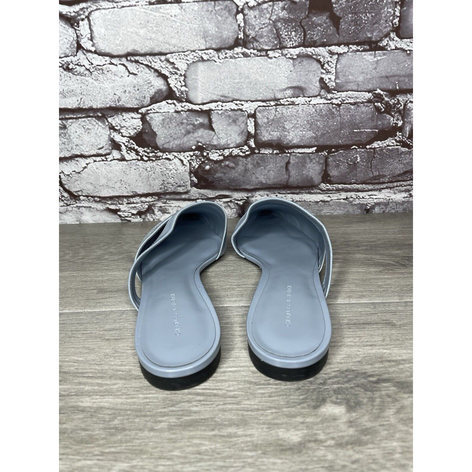 Other Charles Keith Blue Leather Pointed Toe Flats Mules Shoes Wom Size US 7.5 / IT 37.5 - 5 Thumbnail